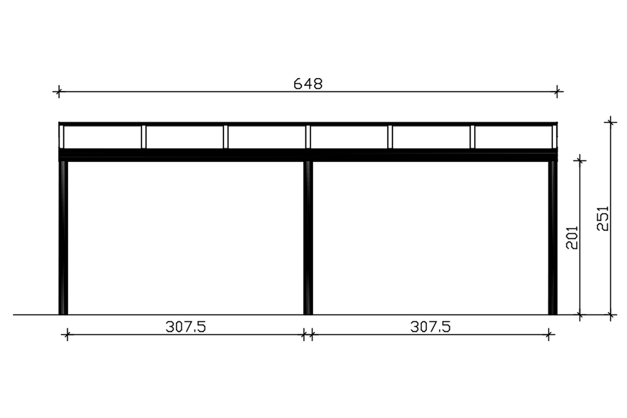 Terrasoverkapping Garda 648 x 257 cm, aluminium, gemoffeld in wit (RAL 9016)