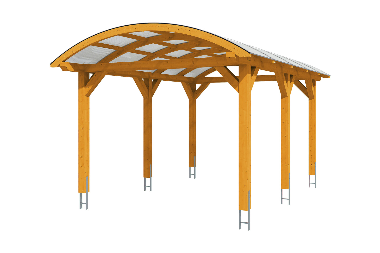 Carport FRANKEN 376x541cm, bois lamellé-collé, traitement coloré chêne clair