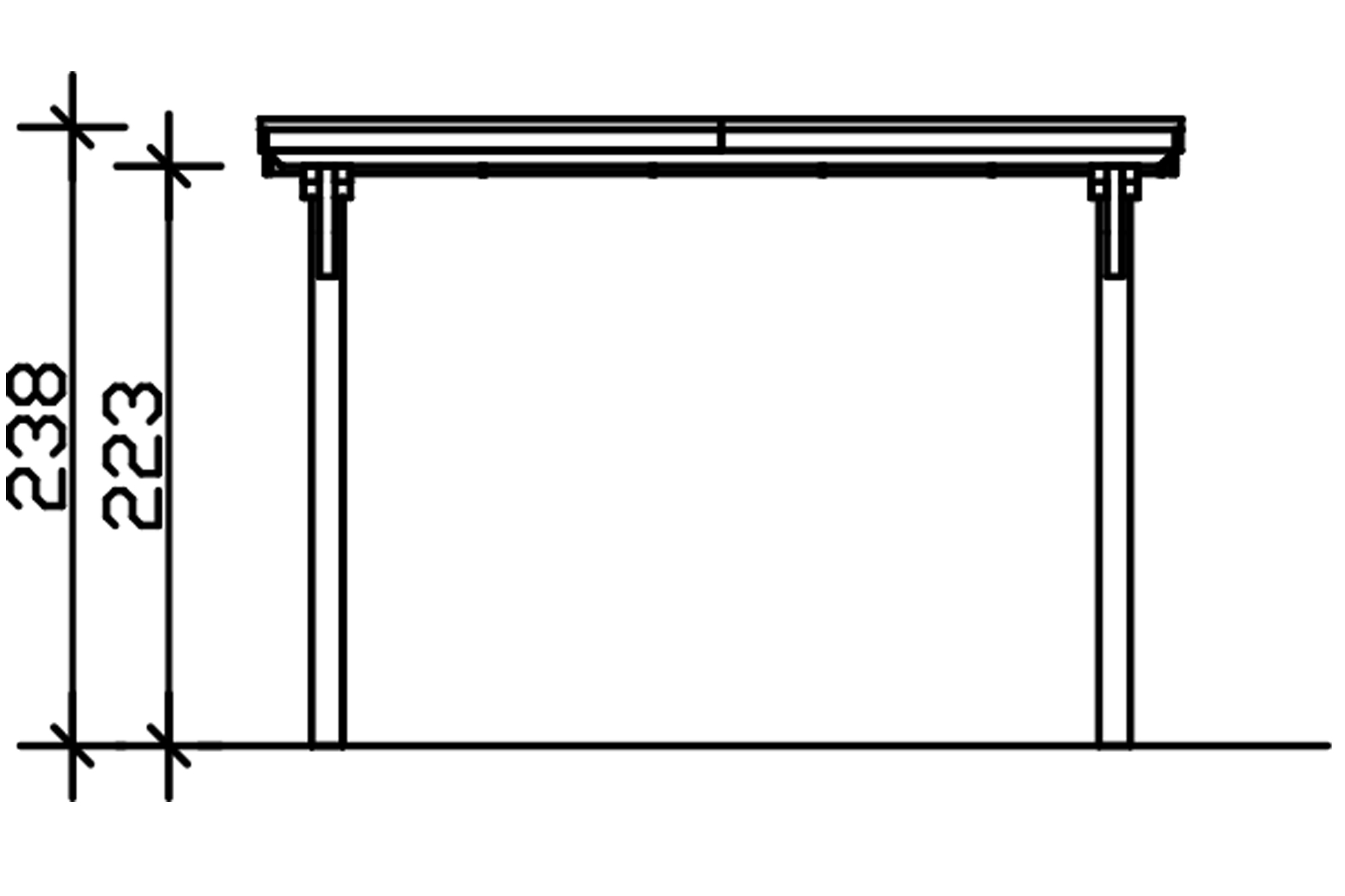 Grafik (Vorderansicht): Carport Emsland 354 cm Breite