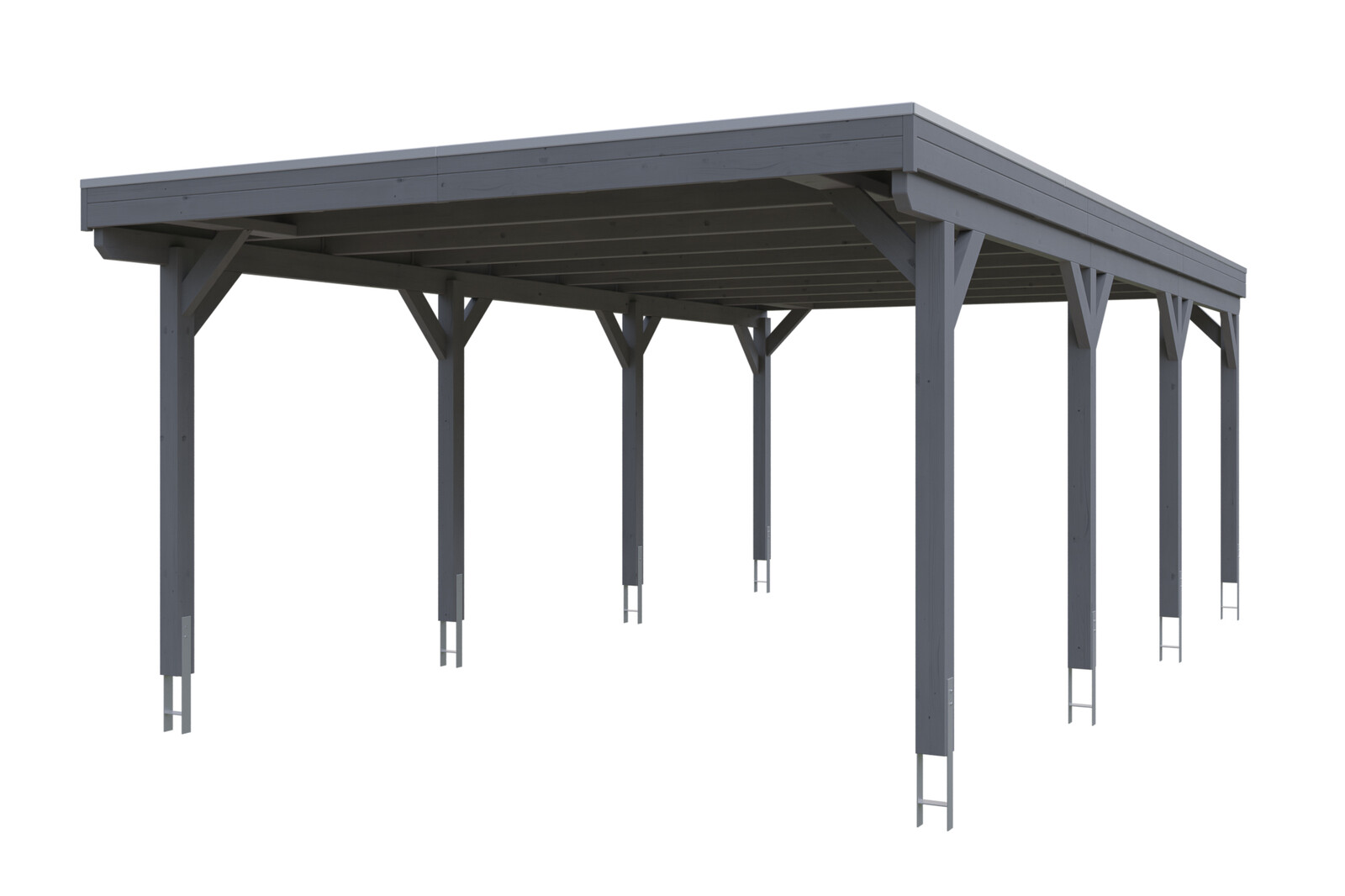 Carport Grunewald 427 x 796 cm mit Aluminiumdach, schiefergrau