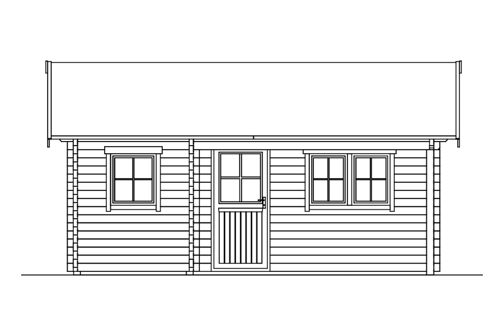 Log cabin Ontario 600 x 500 cm with 2. layers of roof boards, untreated