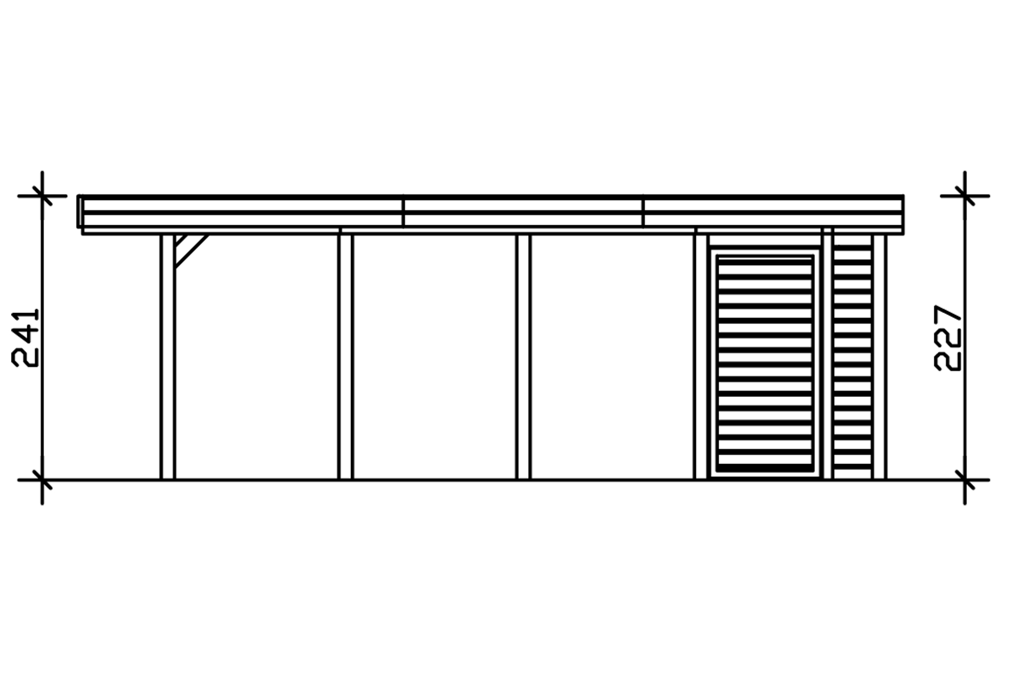 Grafik (Schnitt): Carport Friesland 314 x 708 cm mit Abstellraum