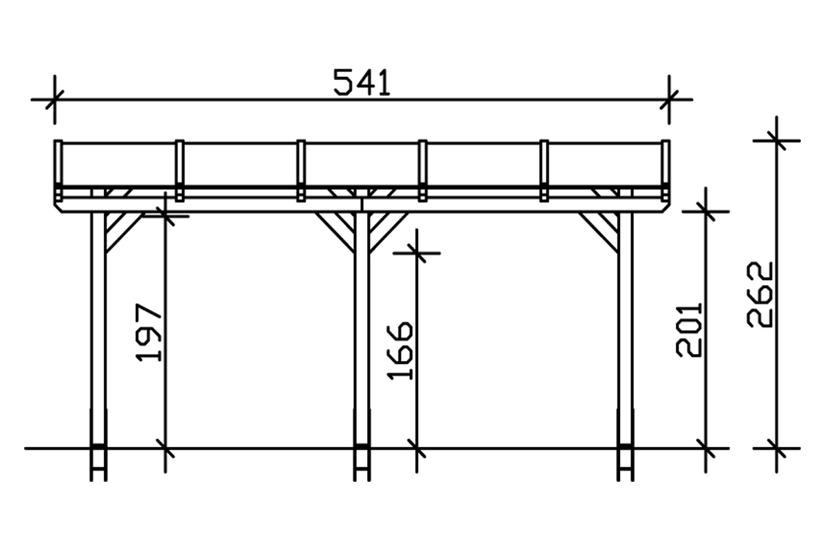 Grafik (Vorderansicht): Terrassenüberdachung Siena 541x300 cm