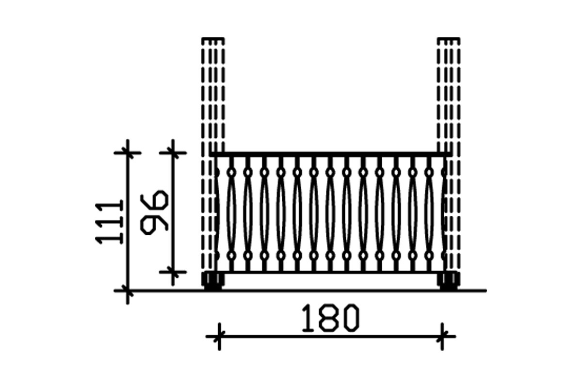 Balustrade panneau ajouré 180 x 96 cm (NANCY 3), bois d'épinette, traitement coloré gris ardoise