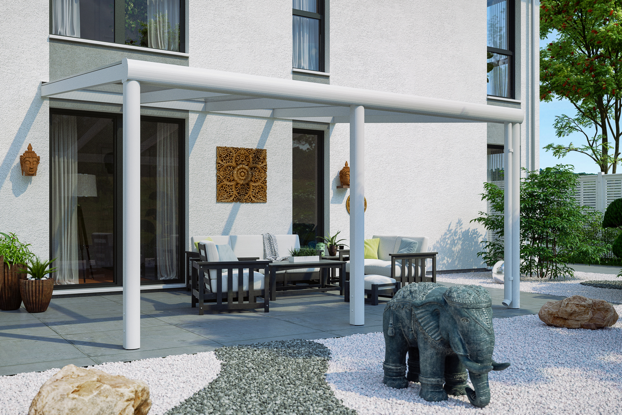 Terrassenüberdachung Garda 434 x 307 cm, Aluminium, weiß