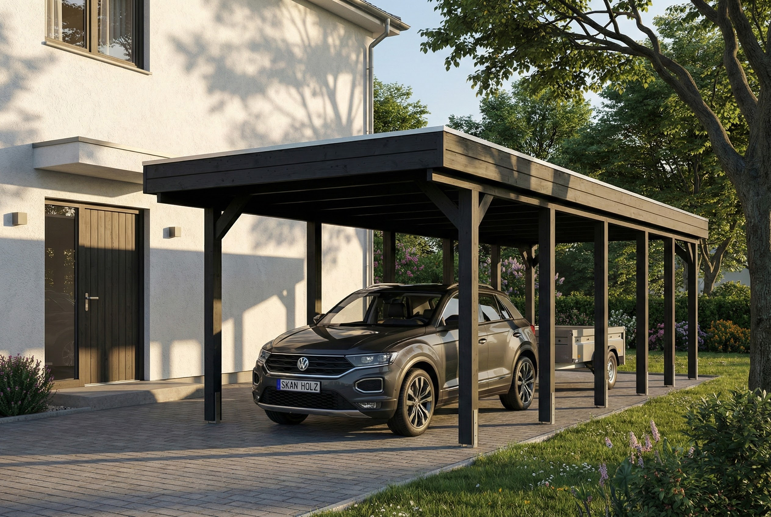 Carport Friesland 320 x 860 cm, met dakplaten, antraciet
