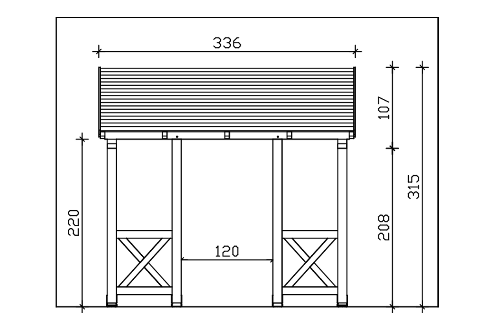 Huisdeur-afdak Paderborn 7, schuin dak 336x202cm, gelakt in wit