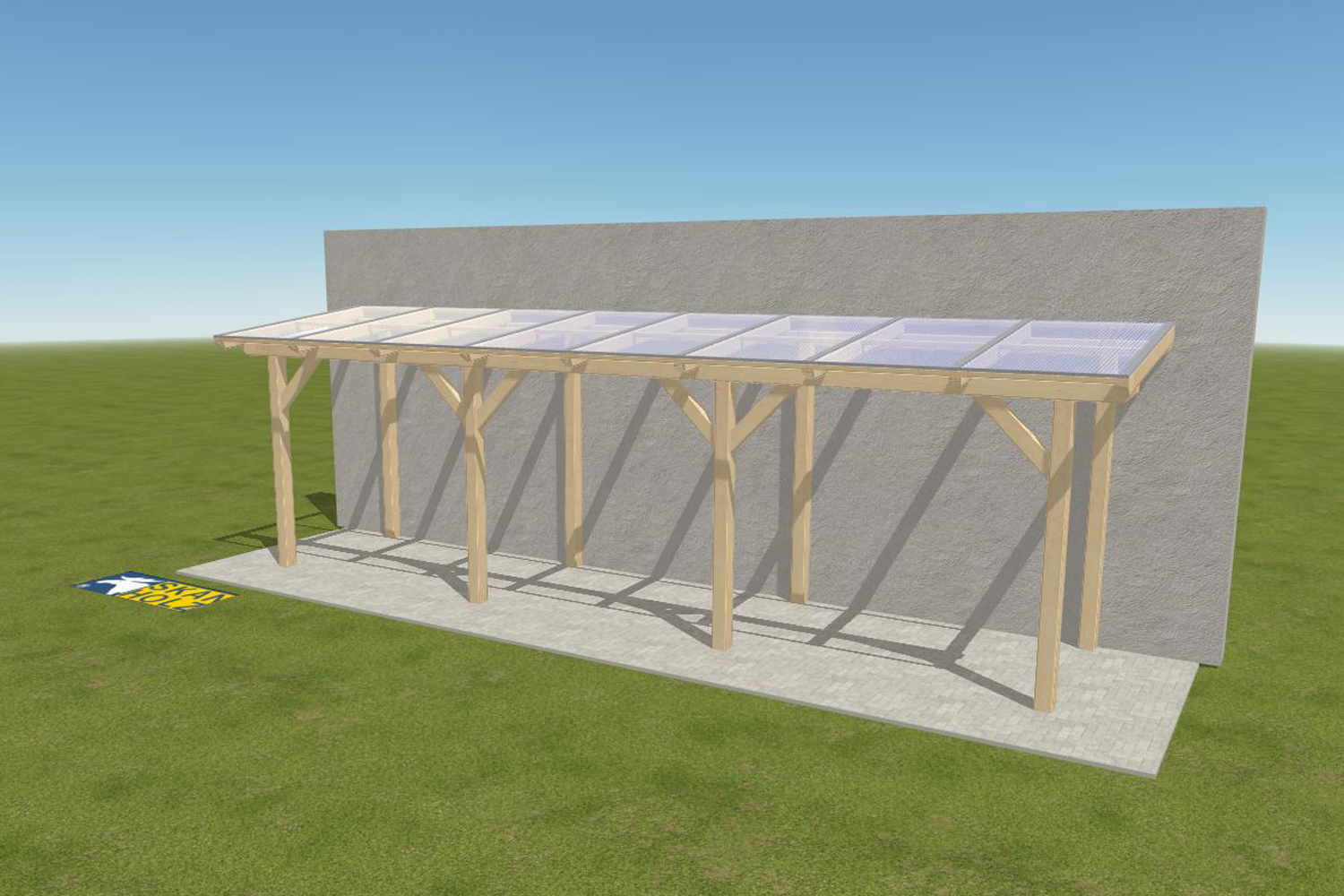 Terrassenüberdachung 810 x 195 cm, natur