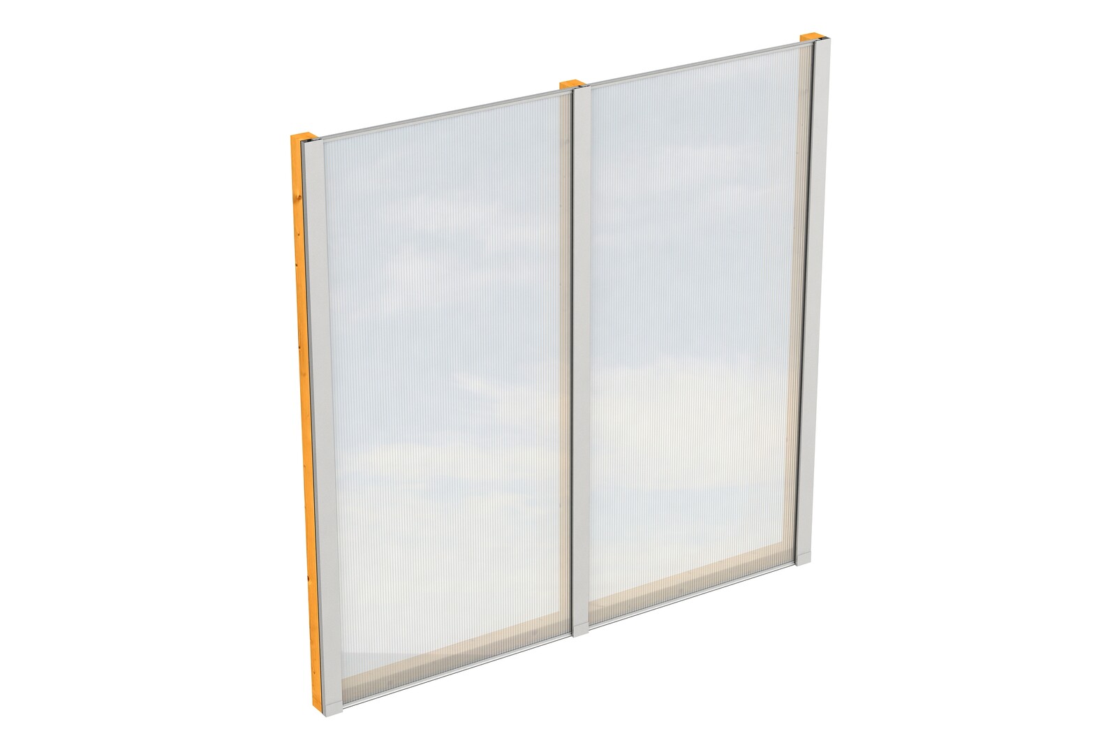 Zijwand van polycarbonaat 193 x 200 cm, voor vrijstaande terrasoverkapping, sparrenhout, gelakt in licht eiken