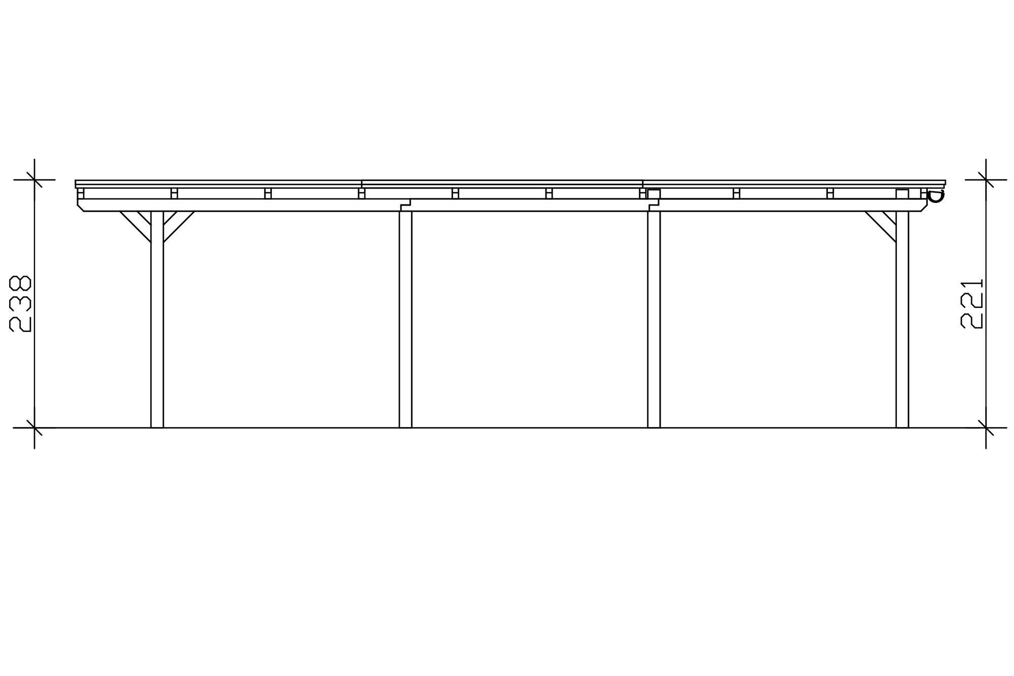 Carport Emsland 340 x 846 cm mit EPDM-Dach, natur