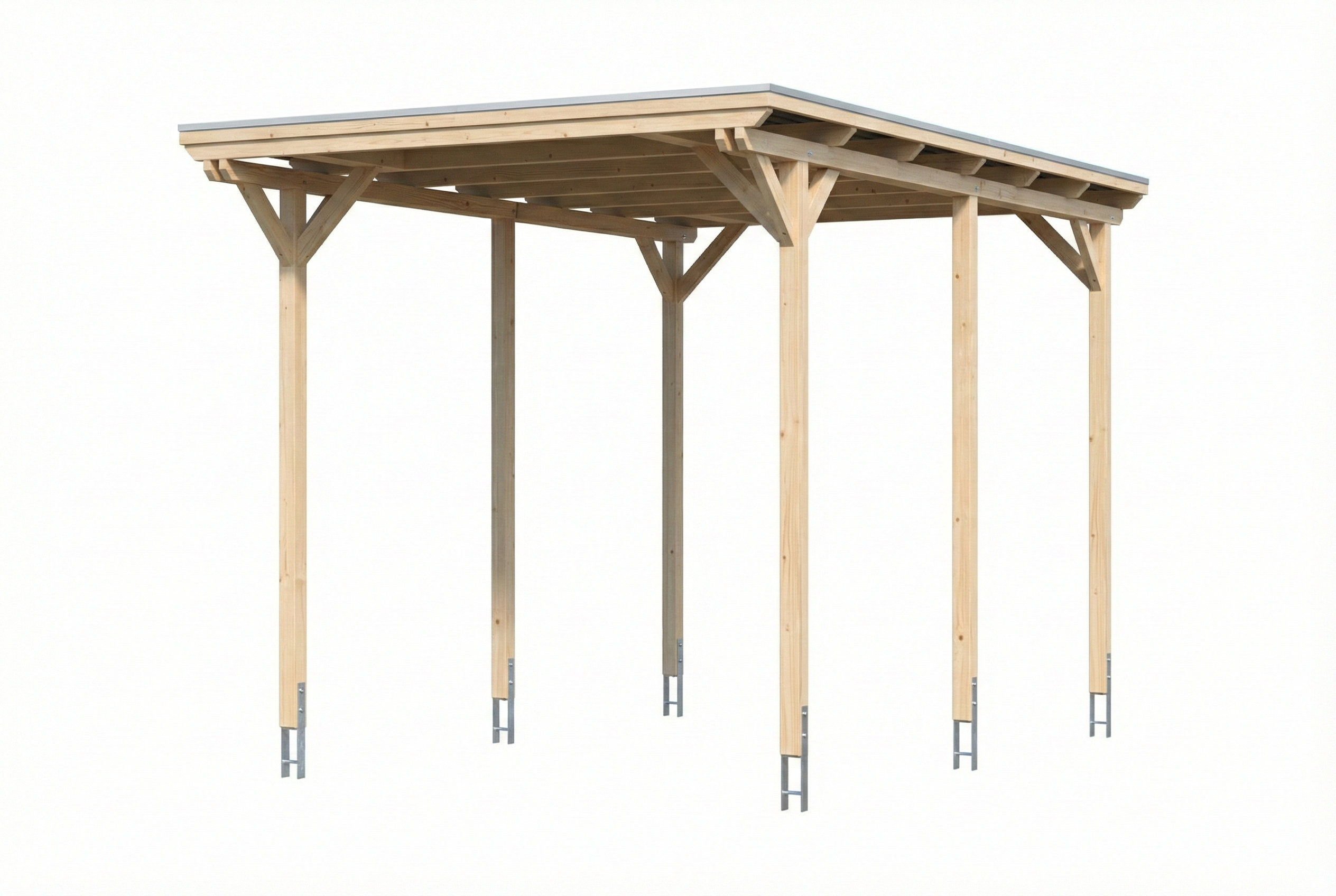 Carport Emsland Caravan 402 x 604 cm, panneaux de toit en acier avec voile de condensation antique, naturel