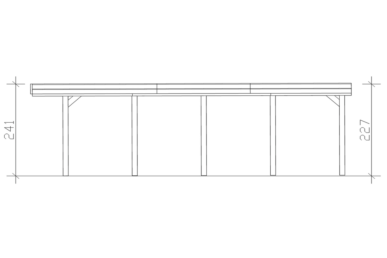 Carport Friesland 314 x 708 cm, gelakt in leigrijs, met Aluminium dakplaten