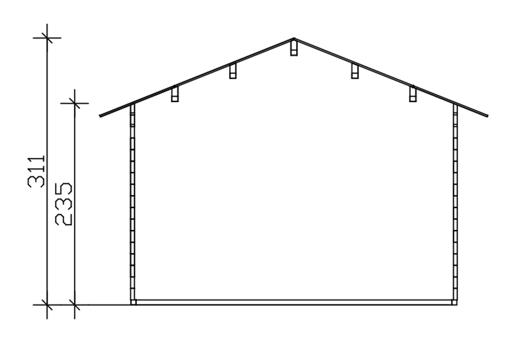 Freizeithaus Lugano 2, 420 x 380 cm mit Lattung, natur