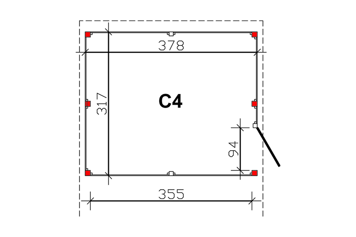 Abstellraum C4, 378x317cm, Profilschalung,  nussbaum