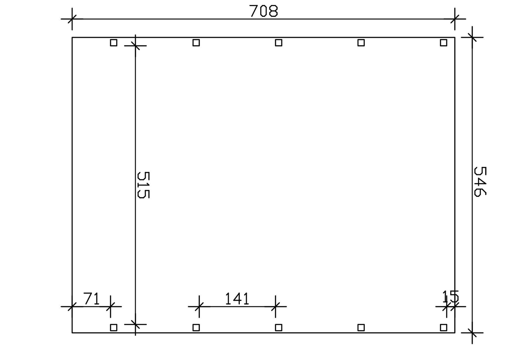Carport Friesland 546 x 708 cm, met EPDM dak, groen geïmpregneerd