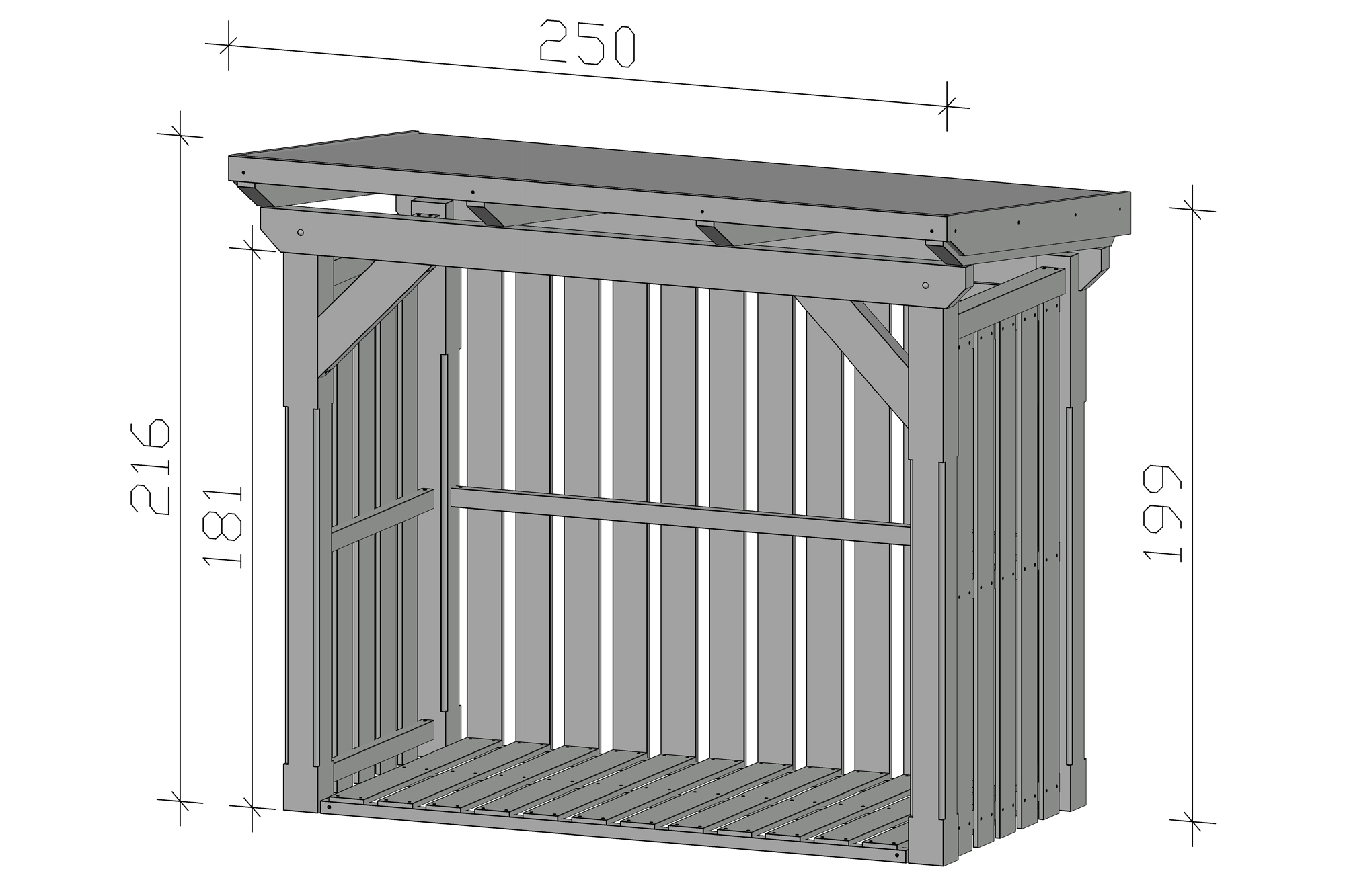 Wooden shelter Holm 1, 250 x 144 cm