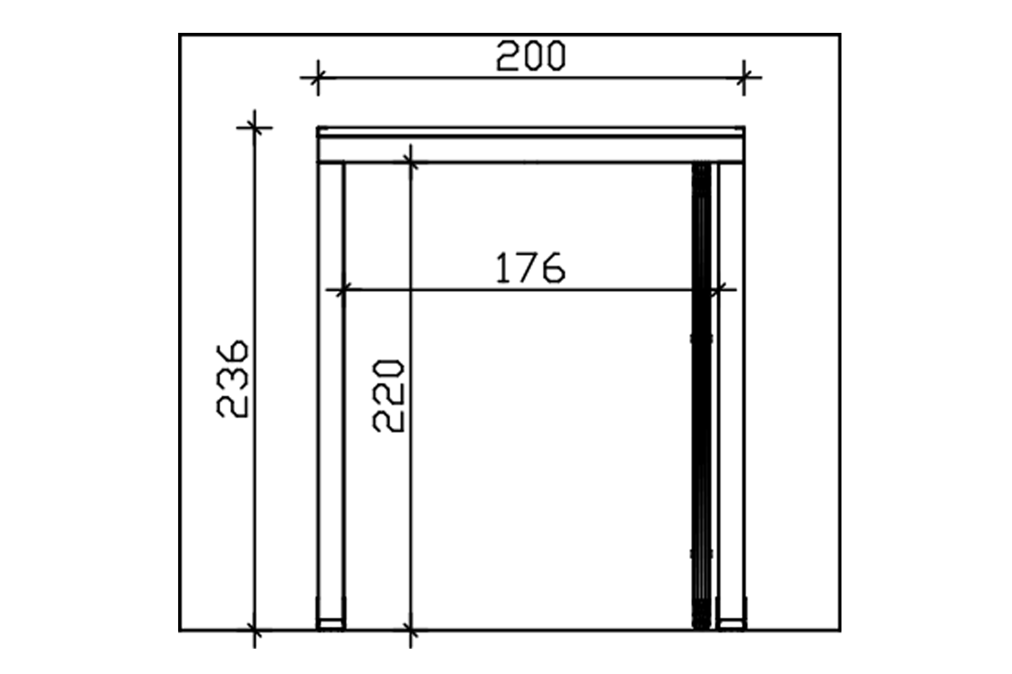 Grafik (Vorderansicht): Vordach Flensburg 
