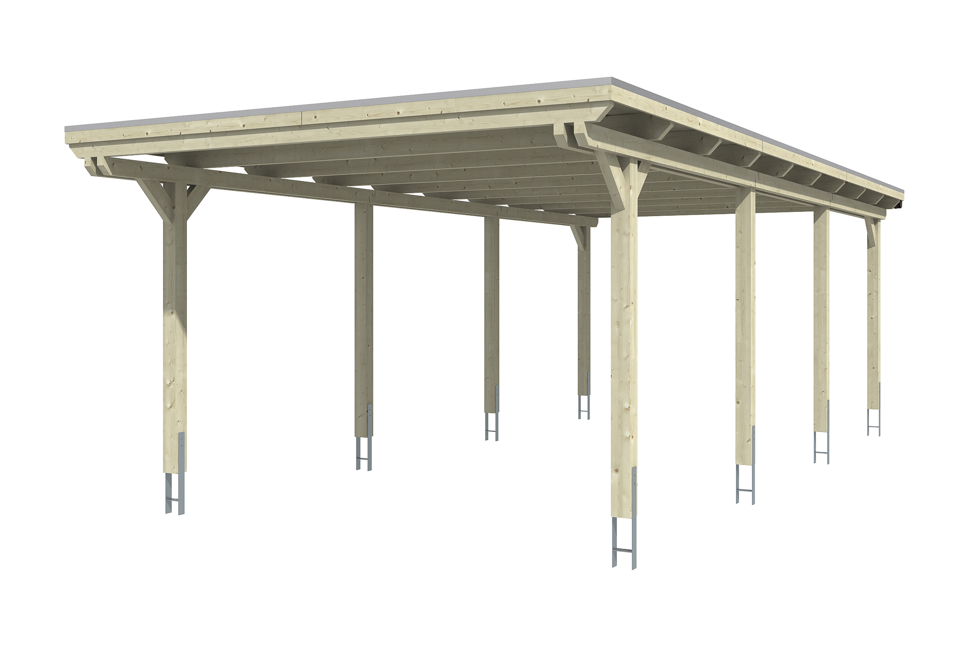 Carport Emsland 404 x 846 cm mit Aluminiumdach, natur