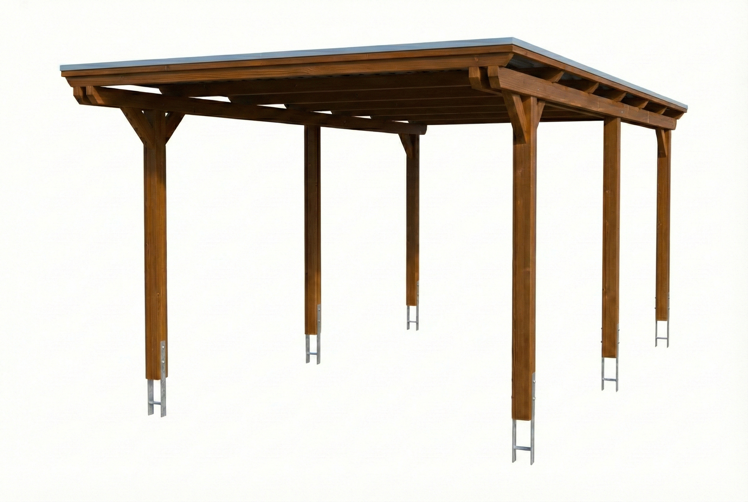 Carport Emsland 340 x 604 cm mit EPDM-Dach, nussbaum