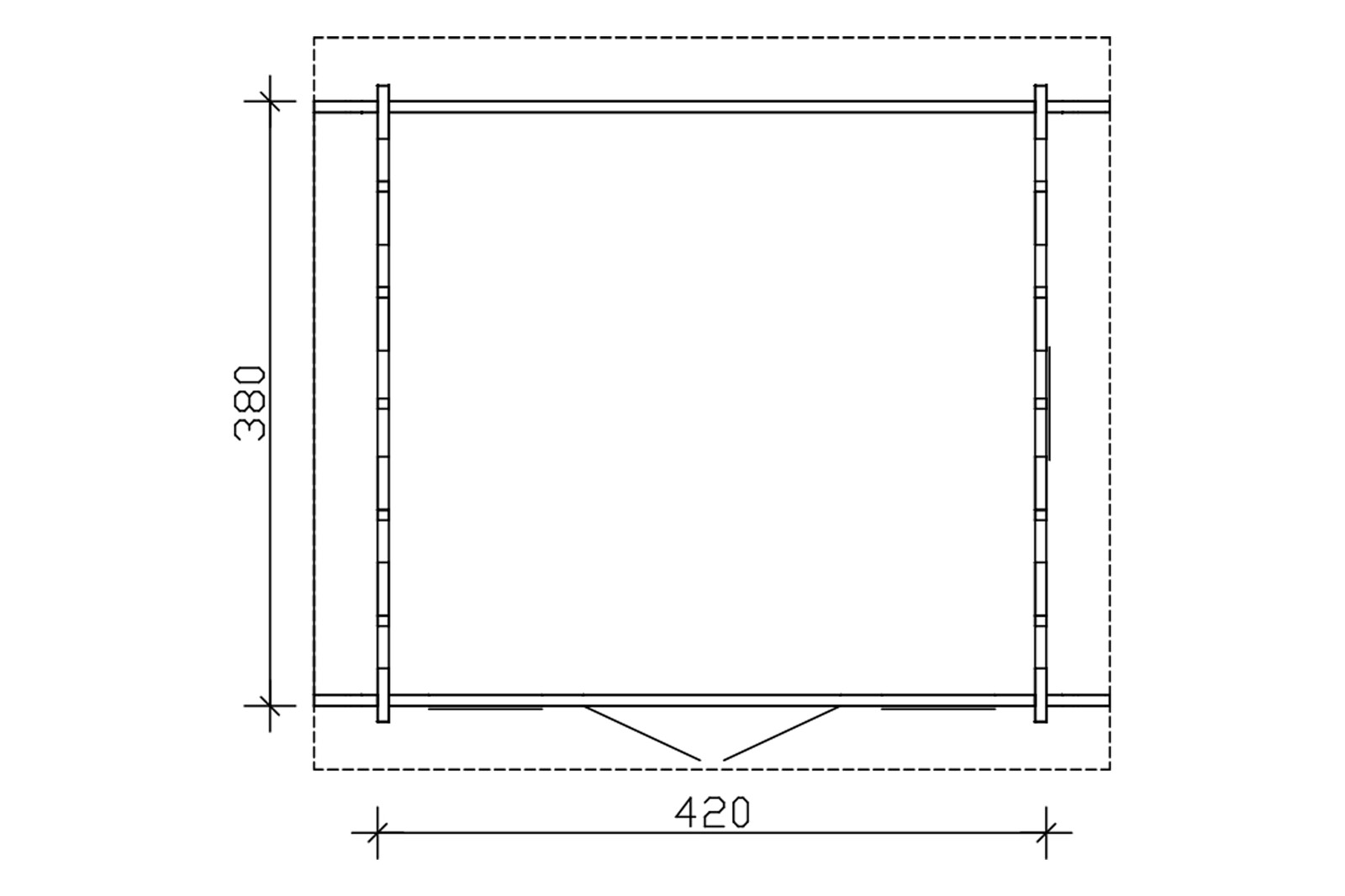 Tuinhuis Montreal 2, 70plus 420 x 380 cm, basishuis met 2e laag dakbeschot, onbehandeld