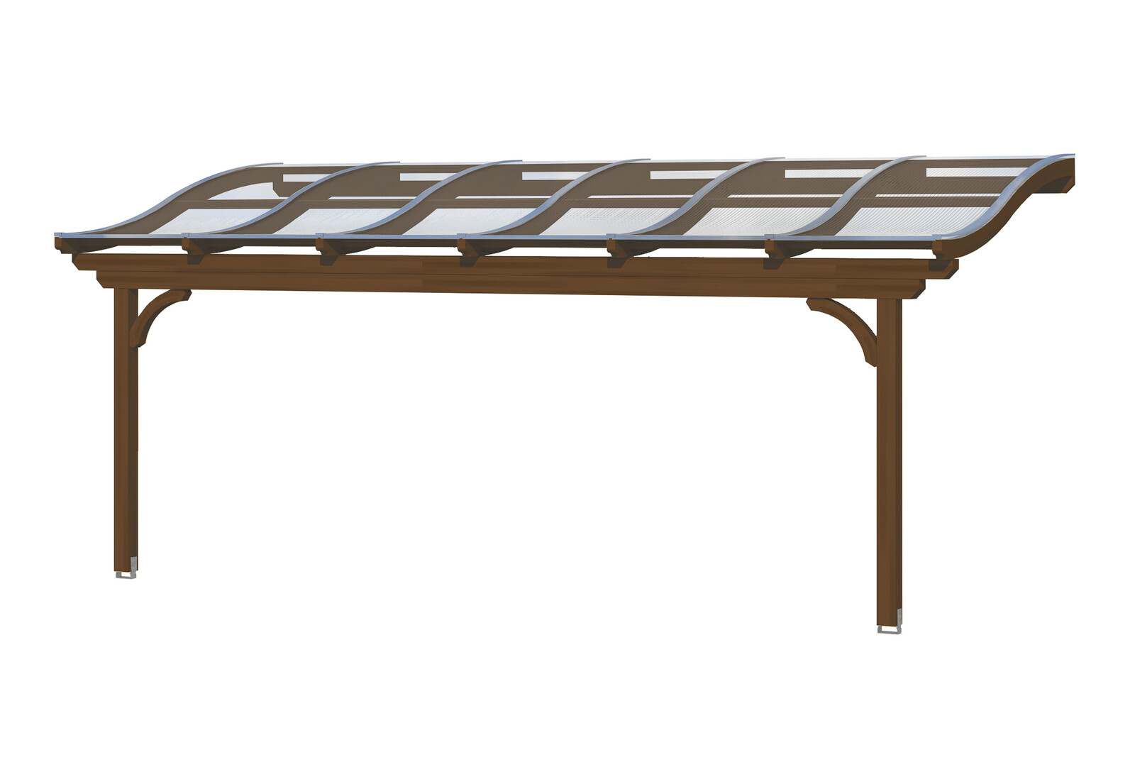 Terrace roof Verona 648 x 239 cm, glulam, colour pre-treated walnut