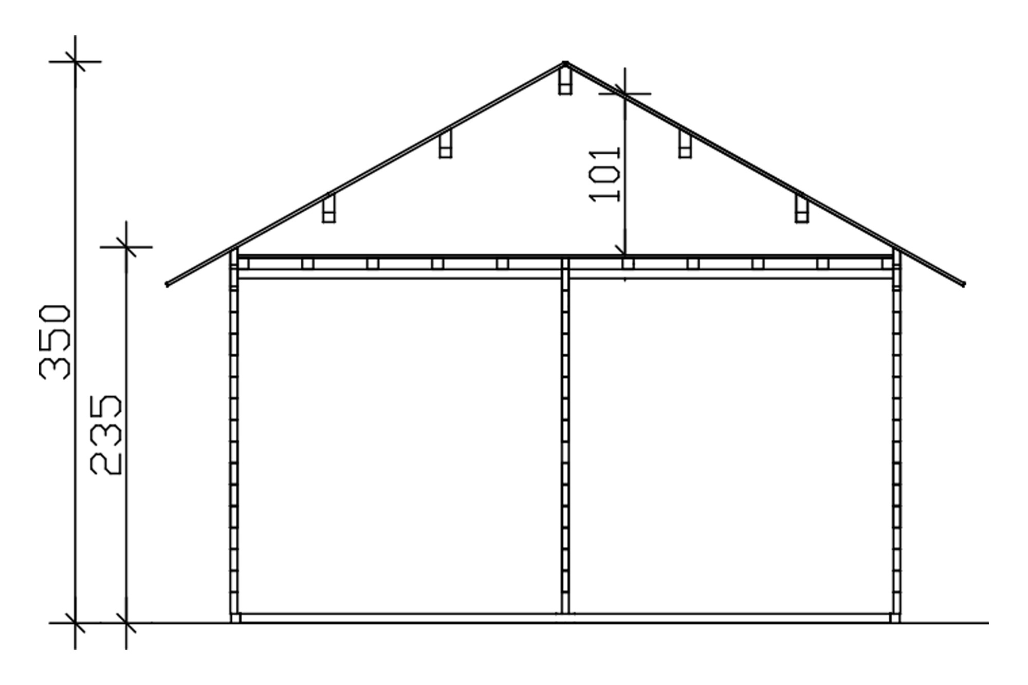 Log cabin Bern 4, 420 x 660 cm with roof battens, untreated