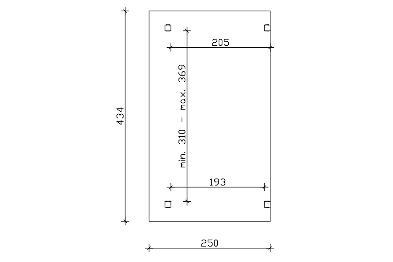 Terrace roof Sanremo 434 x 250 cm, glulam, untreated