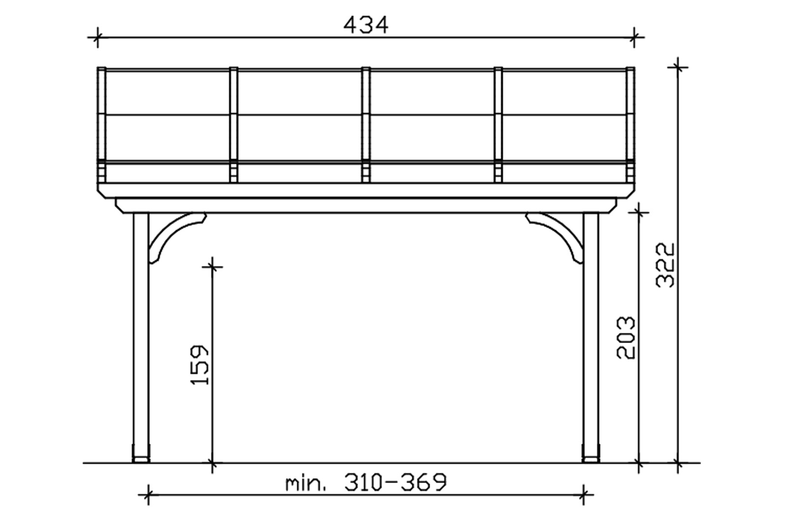 Terrace roof Verona 434 x 389 cm, glulam, untreated