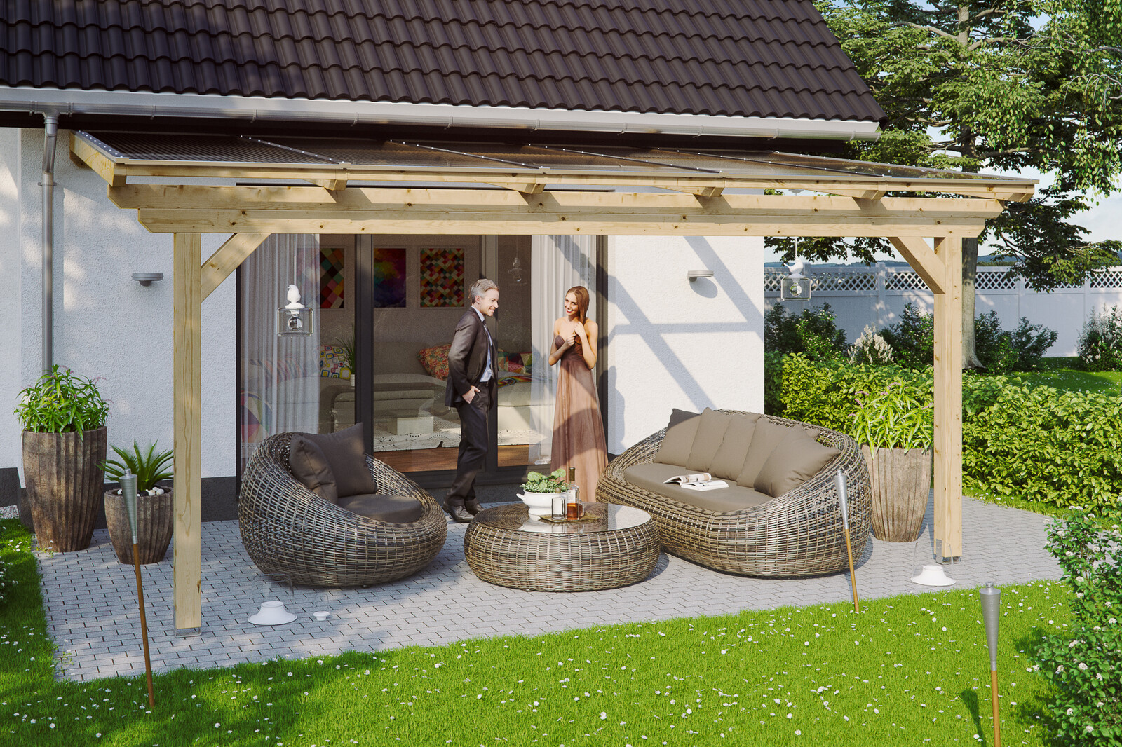 Terrassenüberdachung Ancona 541 x 250 cm, Leimholz, natur