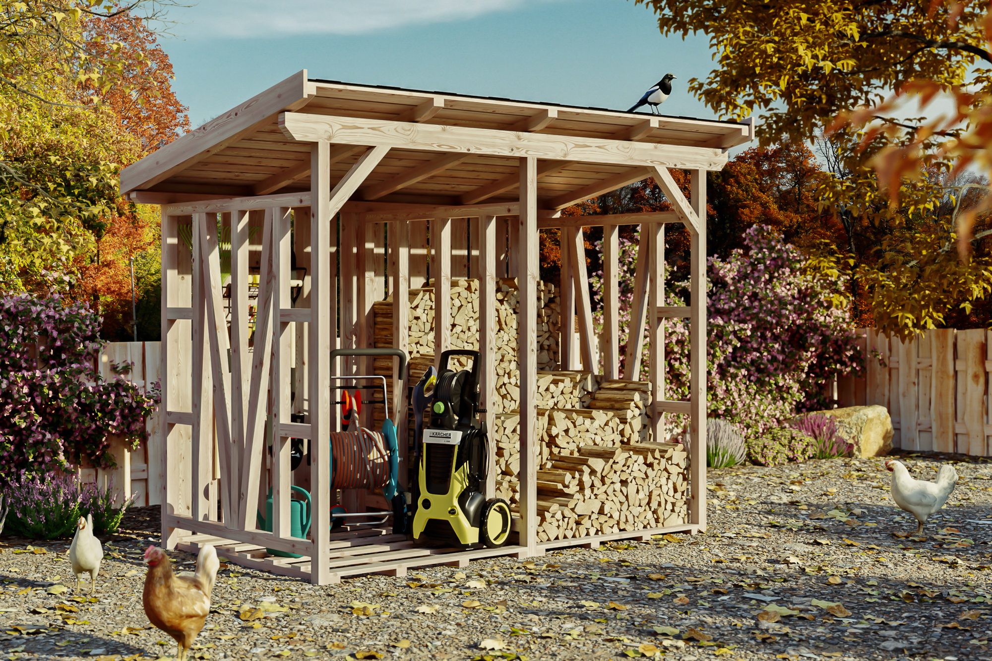 Abri bûches MAX 1, 300 x 160cm, non traité