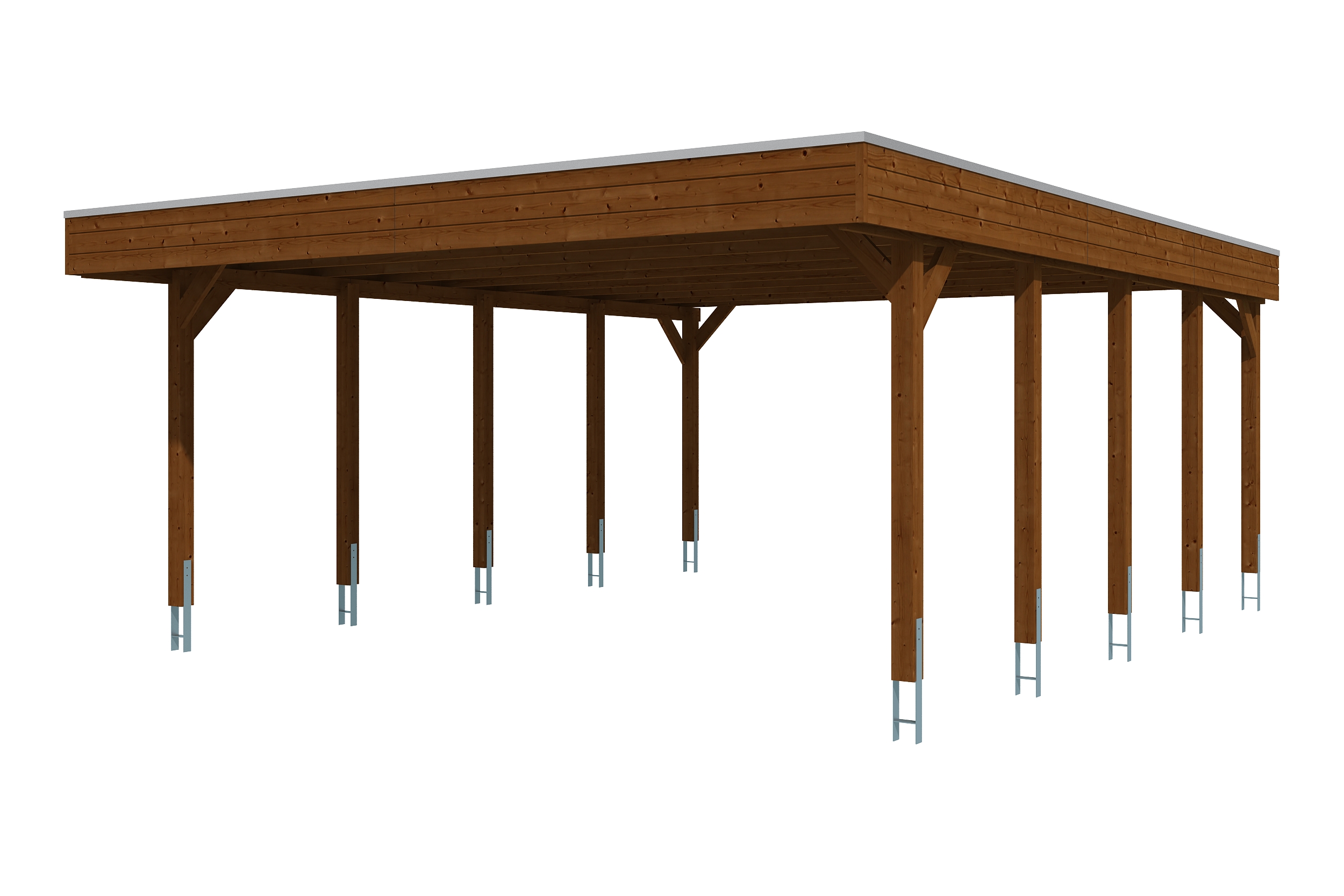 Produktbild: Carport Friesland 557 x 708 cm, farblich behandelt in nussbaum