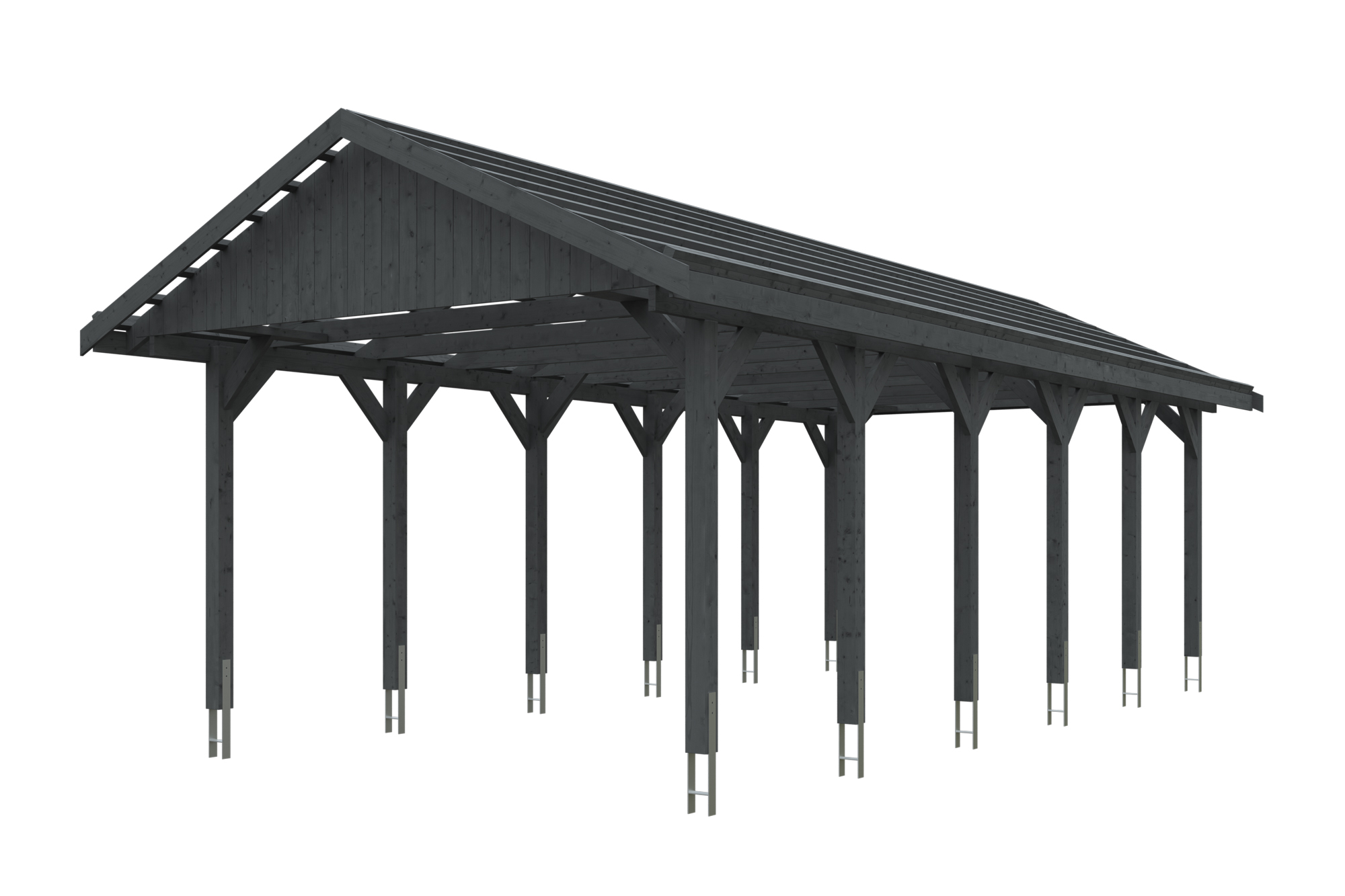 Produktbild: Carport Wallgau 430 x 900 cm, mit Dachlatten, farblich behandelt in schiefergrau