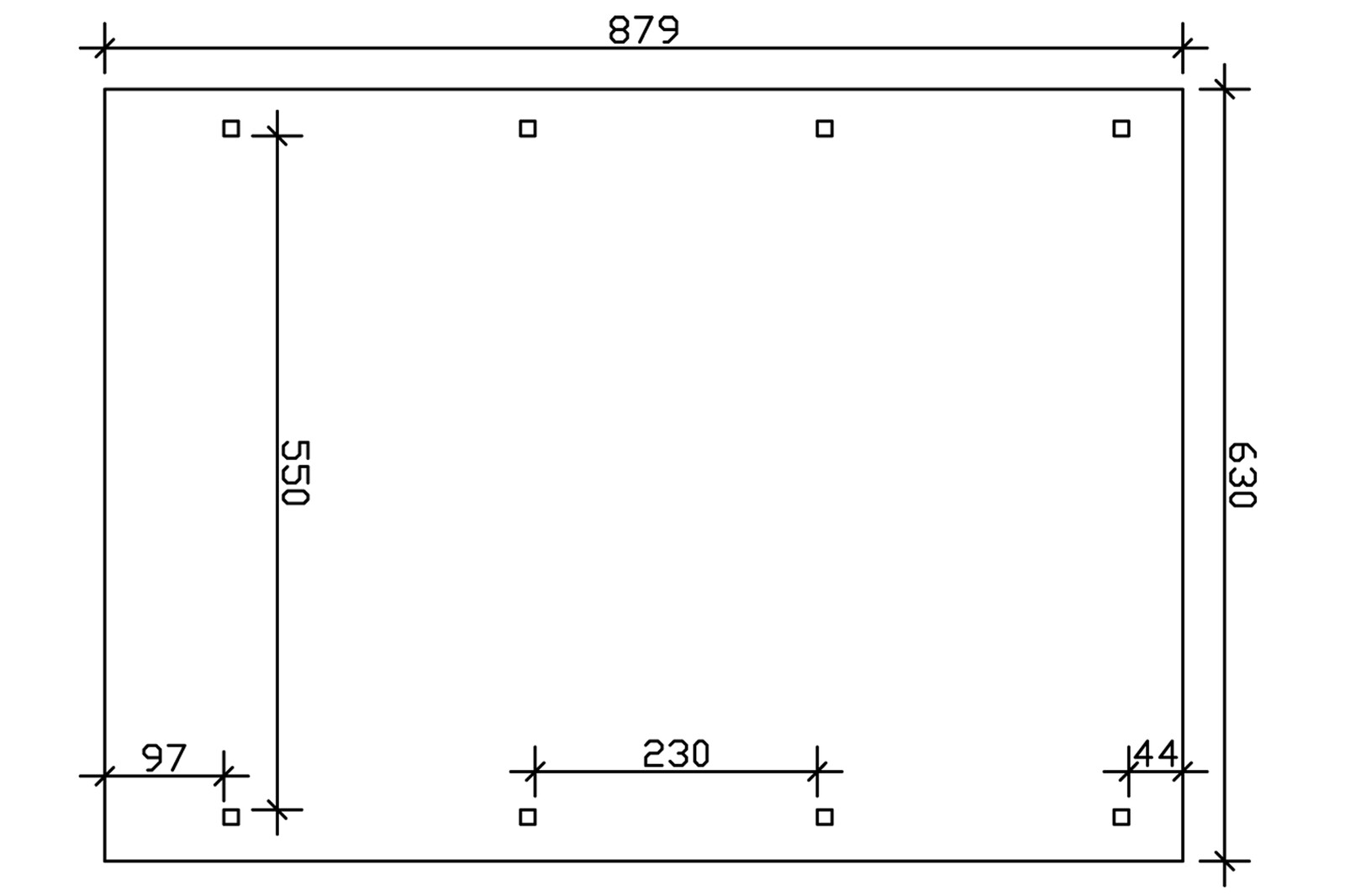 Carport Wendland 630 x 879 cm mit EPDM-Dach, rote Blende, eiche hell