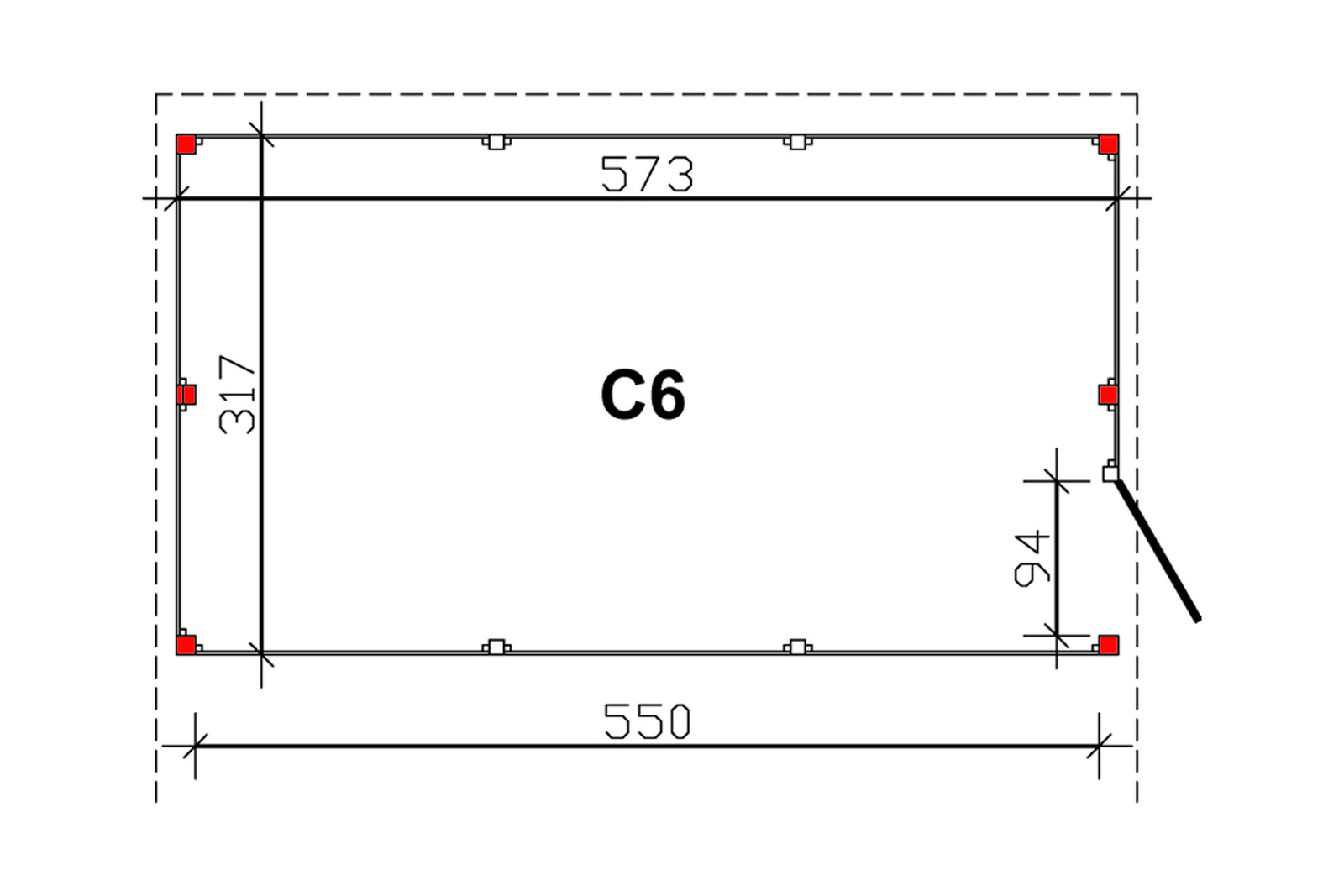 Abstellraum C6, 573x317cm, Profilschalung,  schiefergrau
