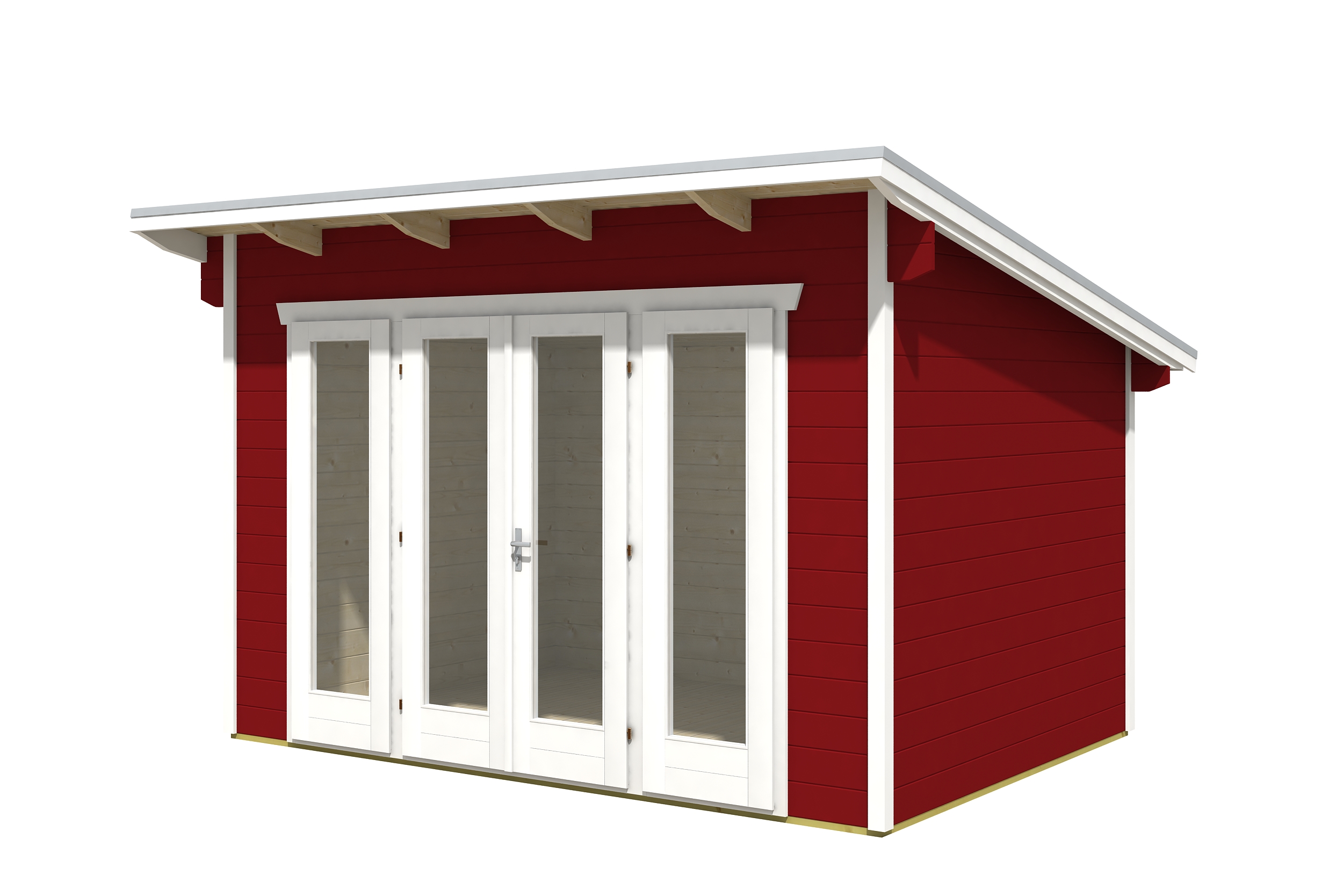 Zahradní domek OSTENDE 1, 28mm, 350 x 250 cm, barevně ošetřeno ve vínově červené barvě