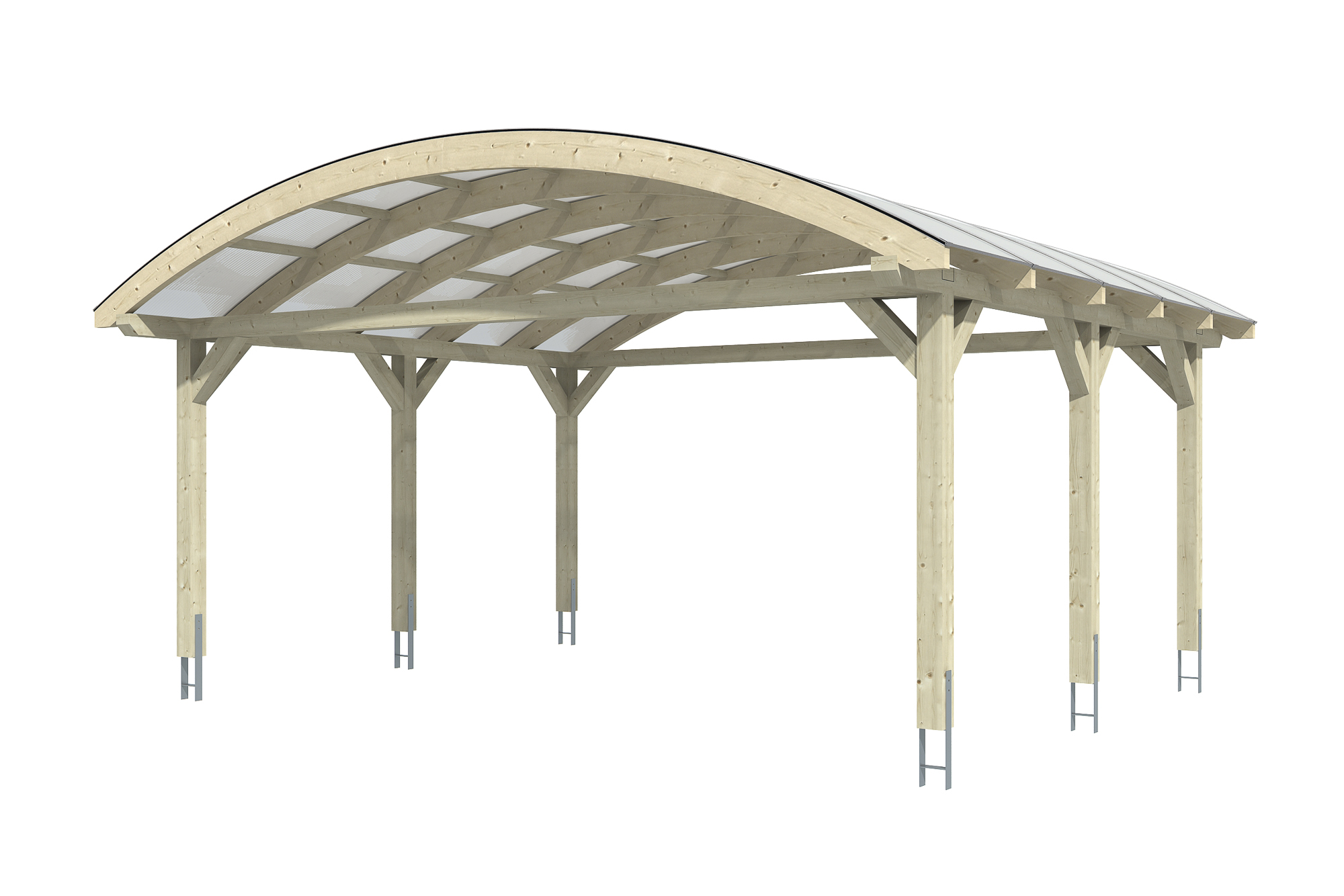 Carport Franken 635 x 541 cm, onbehandeld, met polycarbonaatplaten