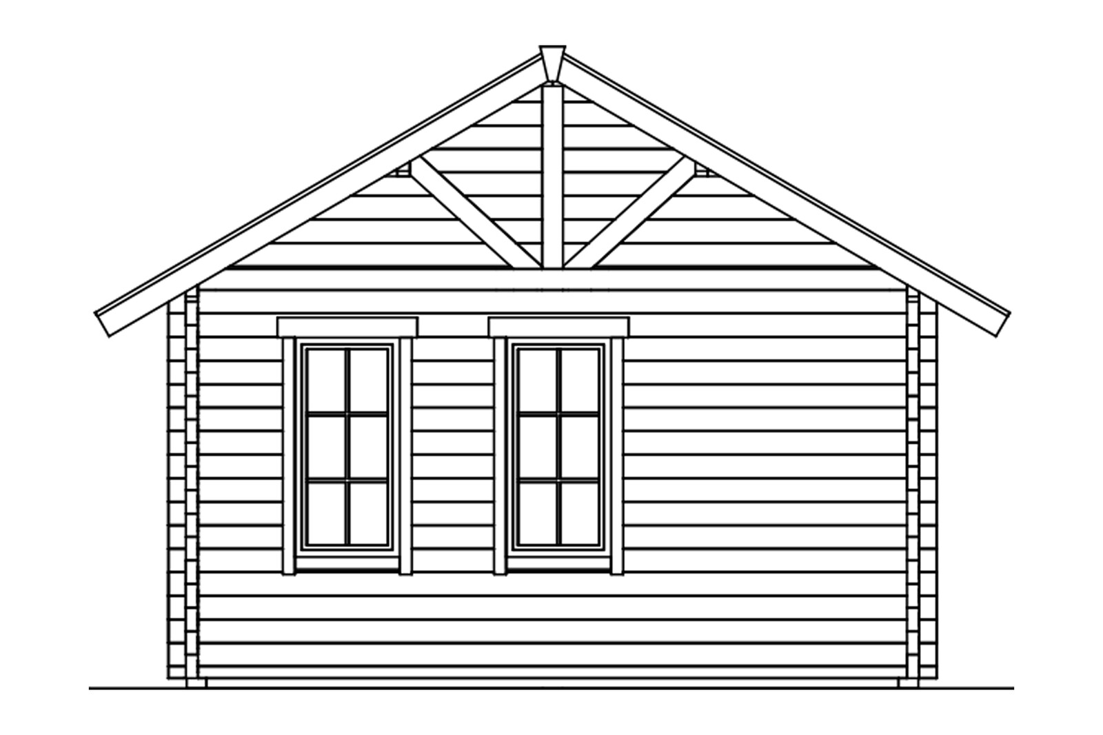 Log cabin Toronto 2, 420 x 560 cm with 2. layers of roof boards, untreated