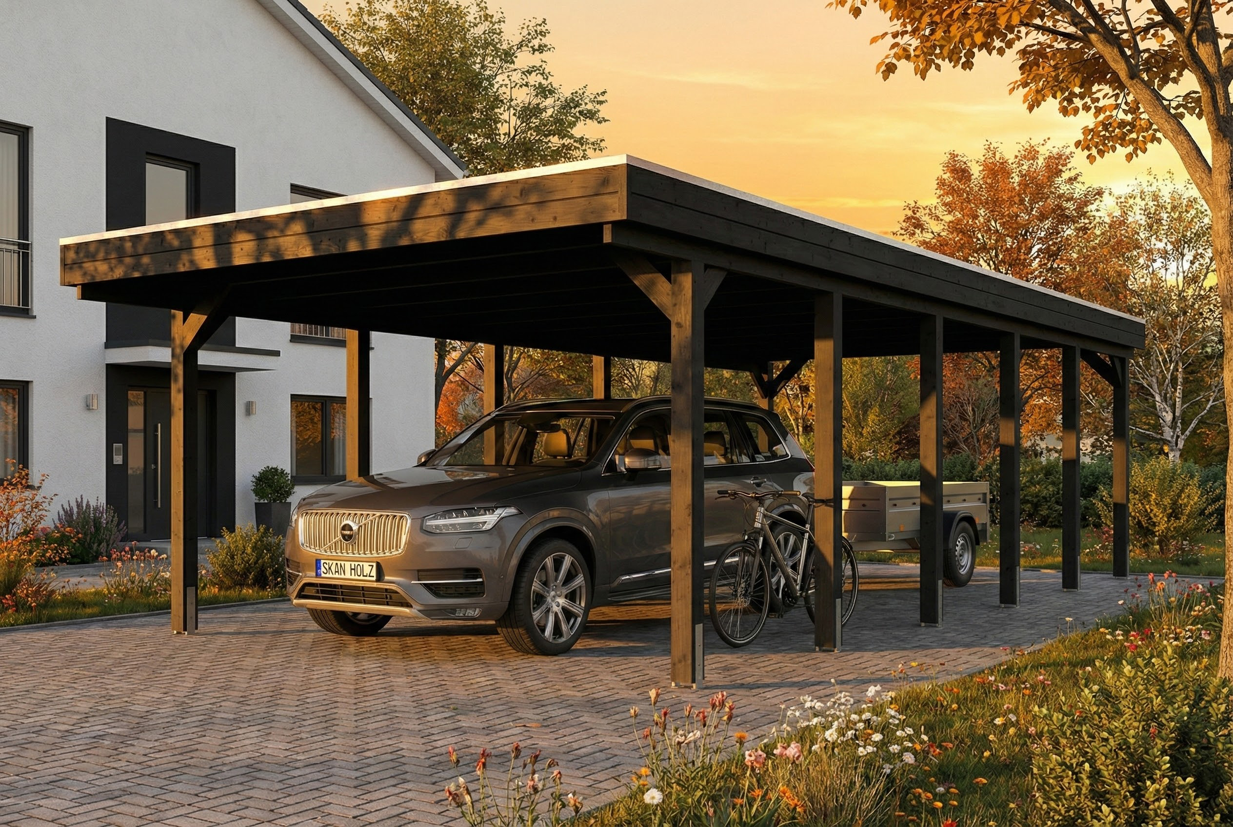 Carport Friesland 402 x 860 cm, met dakplaten, antraciet