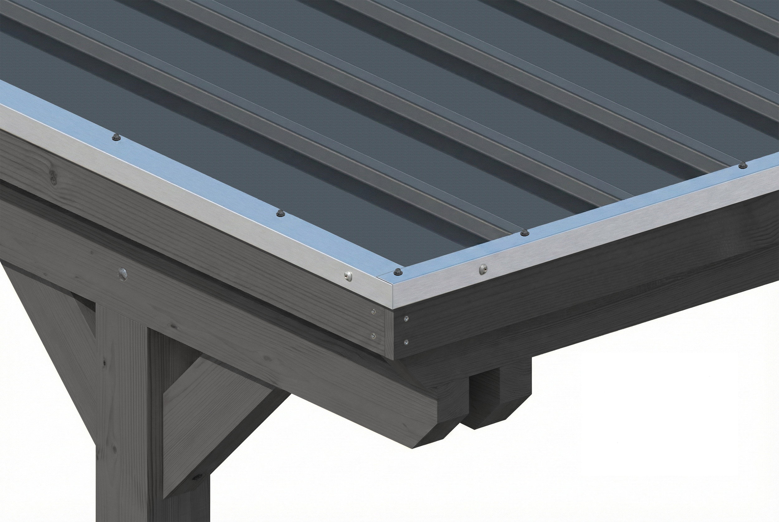 Carport Emsland 609 x 846 cm, Stahl-Dachplatten mit Antikondensvlies, schiefergrau