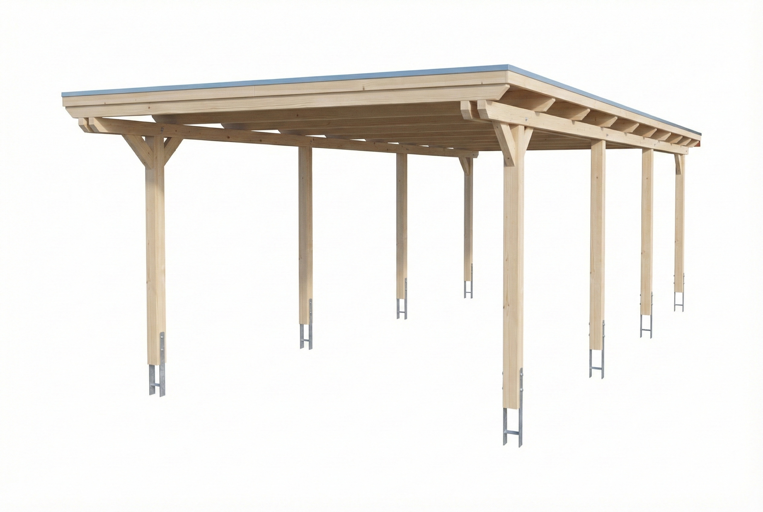 Carport Emsland 402 x 846 cm, stalen dakplaten met anticondensvlies, naturel