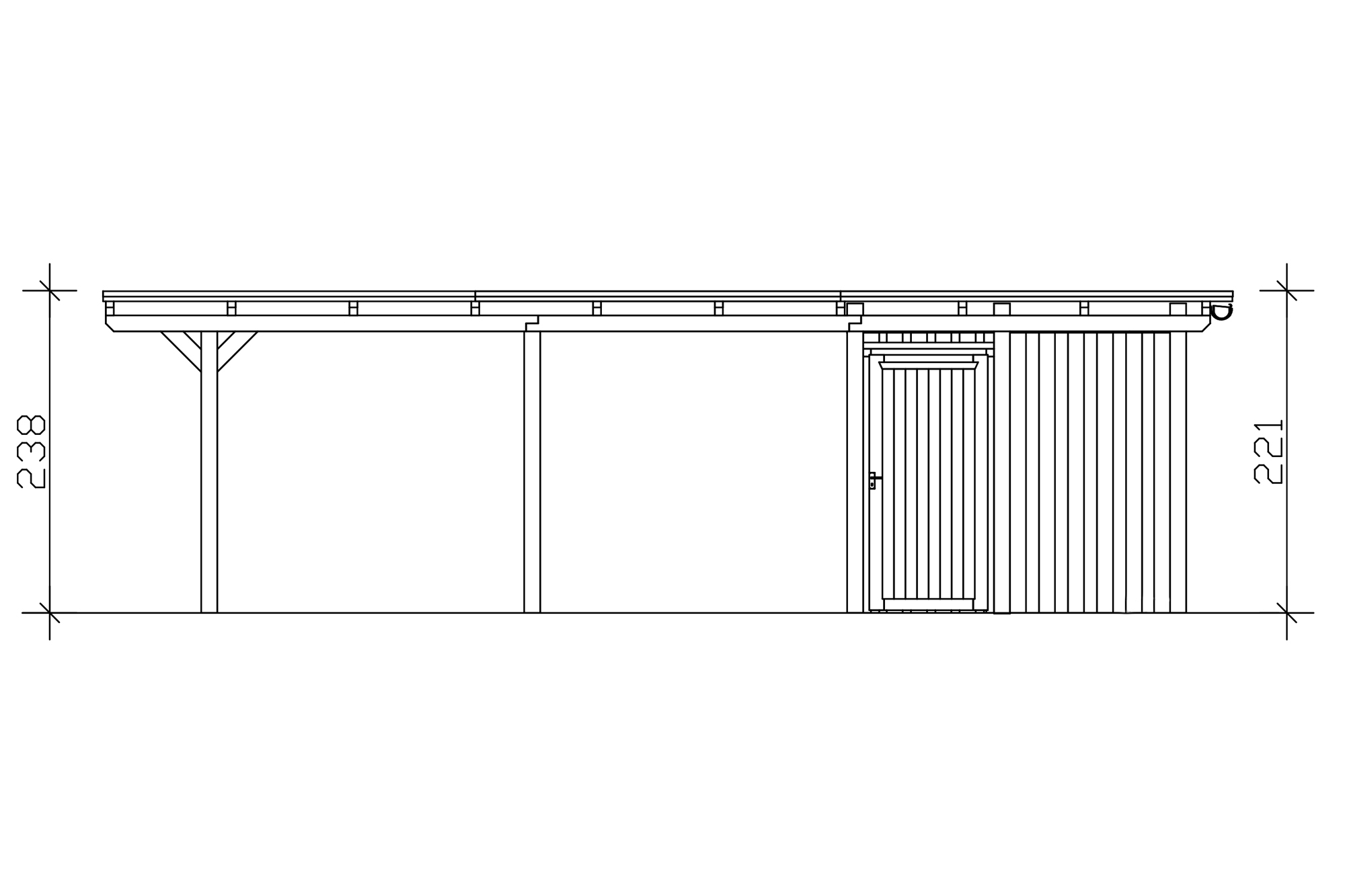 Carport Emsland 340 x 846 cm, panneaux de toit en acier avec non-tissé anti-condensation, avec remise, naturel