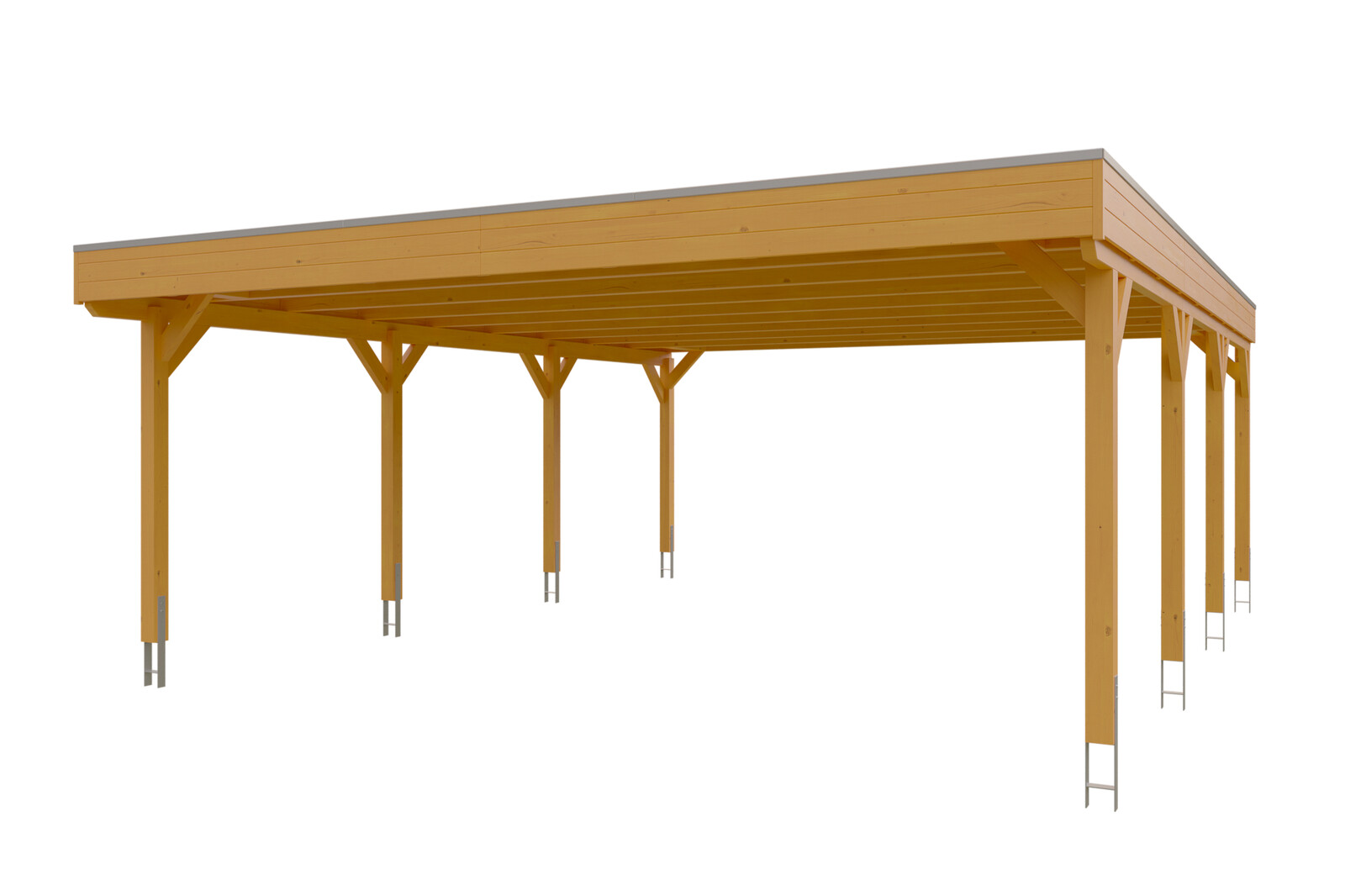 Carport Grunewald 622 x 796 cm mit EPDM-Dach, eiche hell