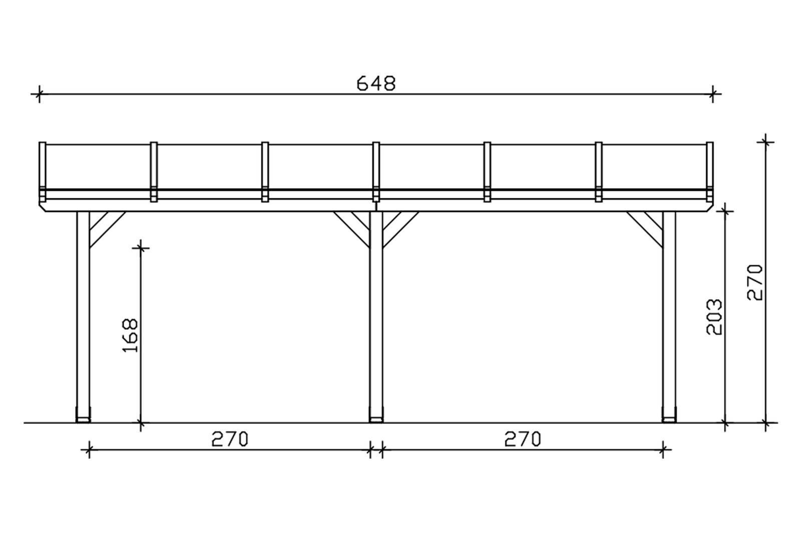 Terrace roof Andria 648 x 350 cm, glulam, white