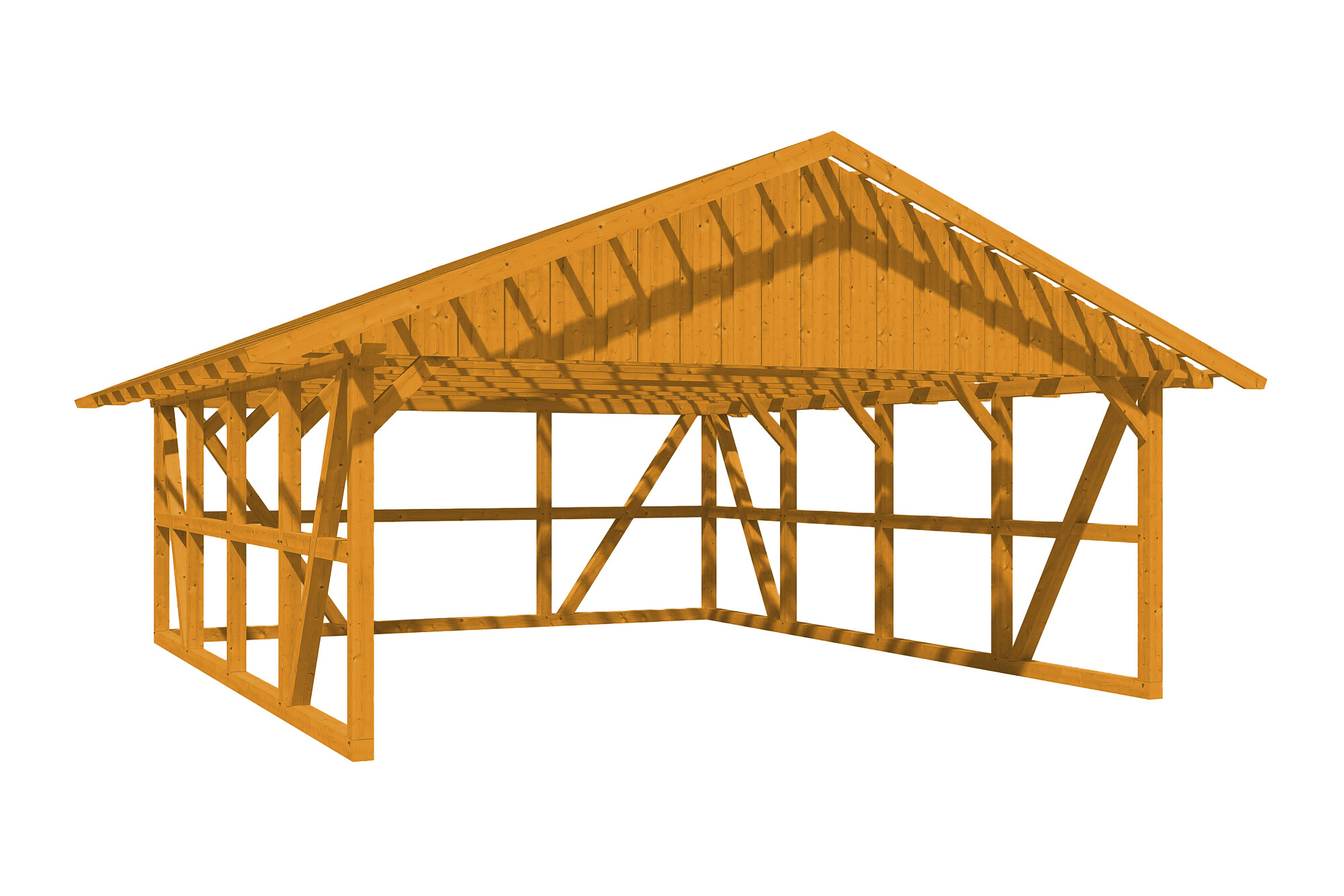 Produktbild: Carport Schwarzwald 684 x 772 mit Rückwand, mit Dachlatten, farblich behandelt in eiche hell