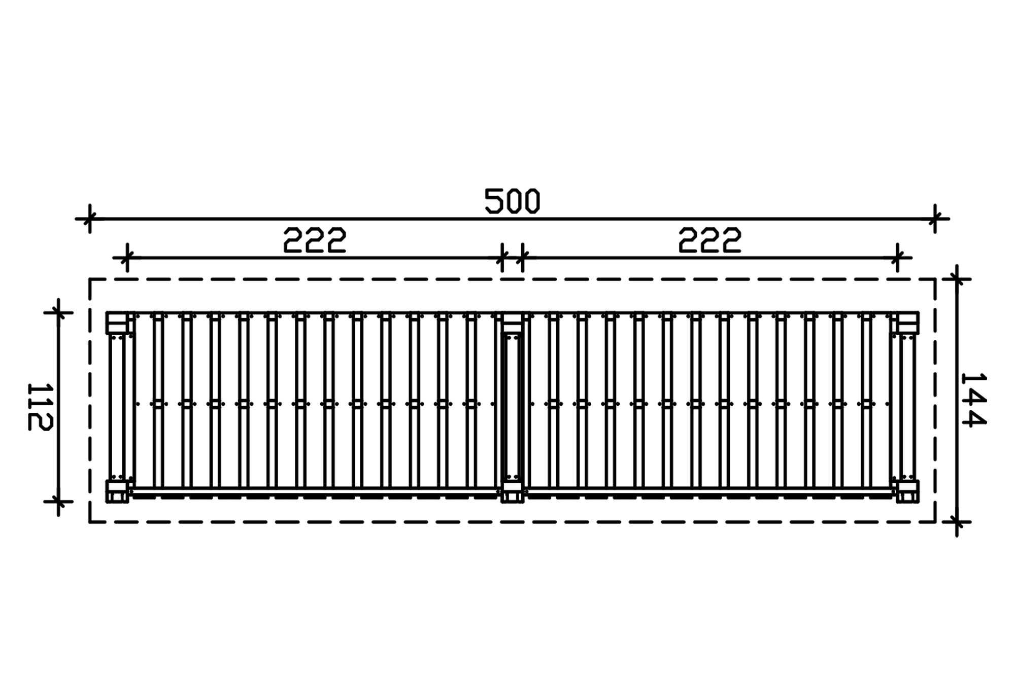 Abri bûcher Holm 2, 500 x 144 cm