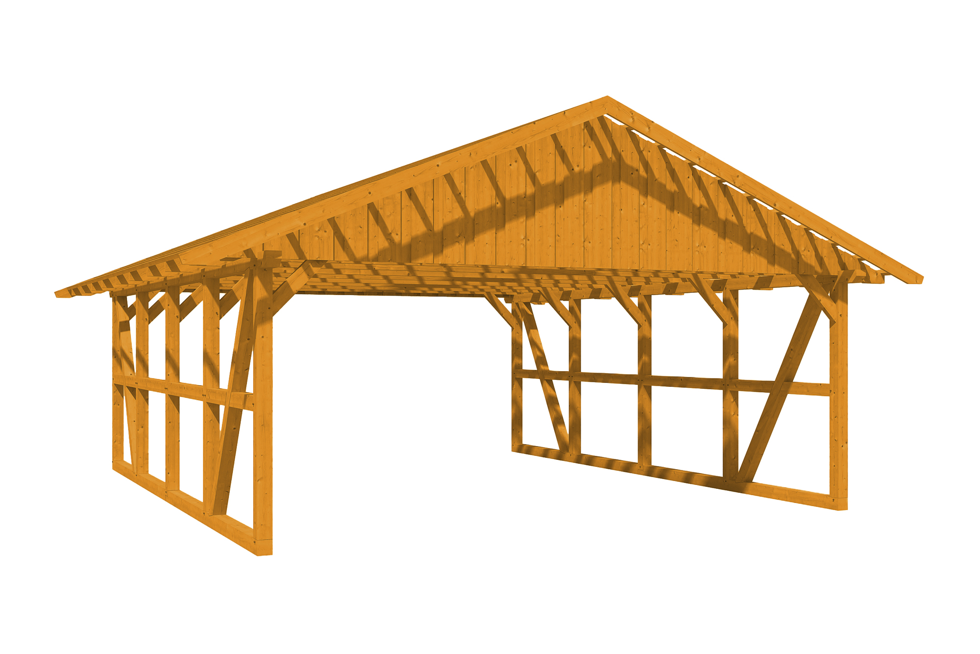 Produktbild: Carport Schwarzwald 684 x 772 cm, mit Dachlatten, farblich behandelt in eiche hell