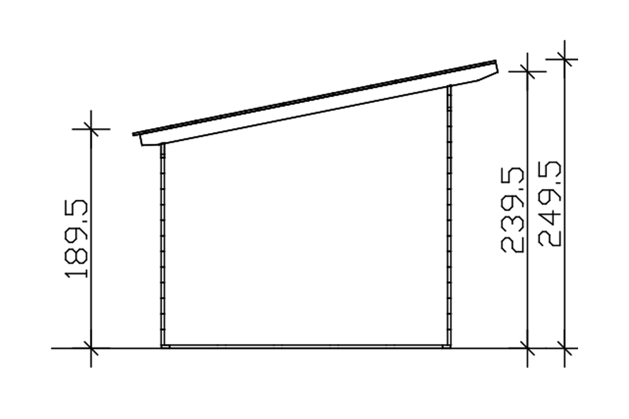 Abri de bûches KNUT 430x250cm, avec remise, non traité