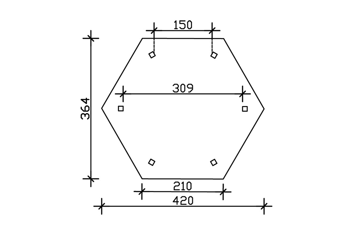 Paviljoen Nancy maat 2, Ø 420 cm, zeshoekig, gelakt in antraciet