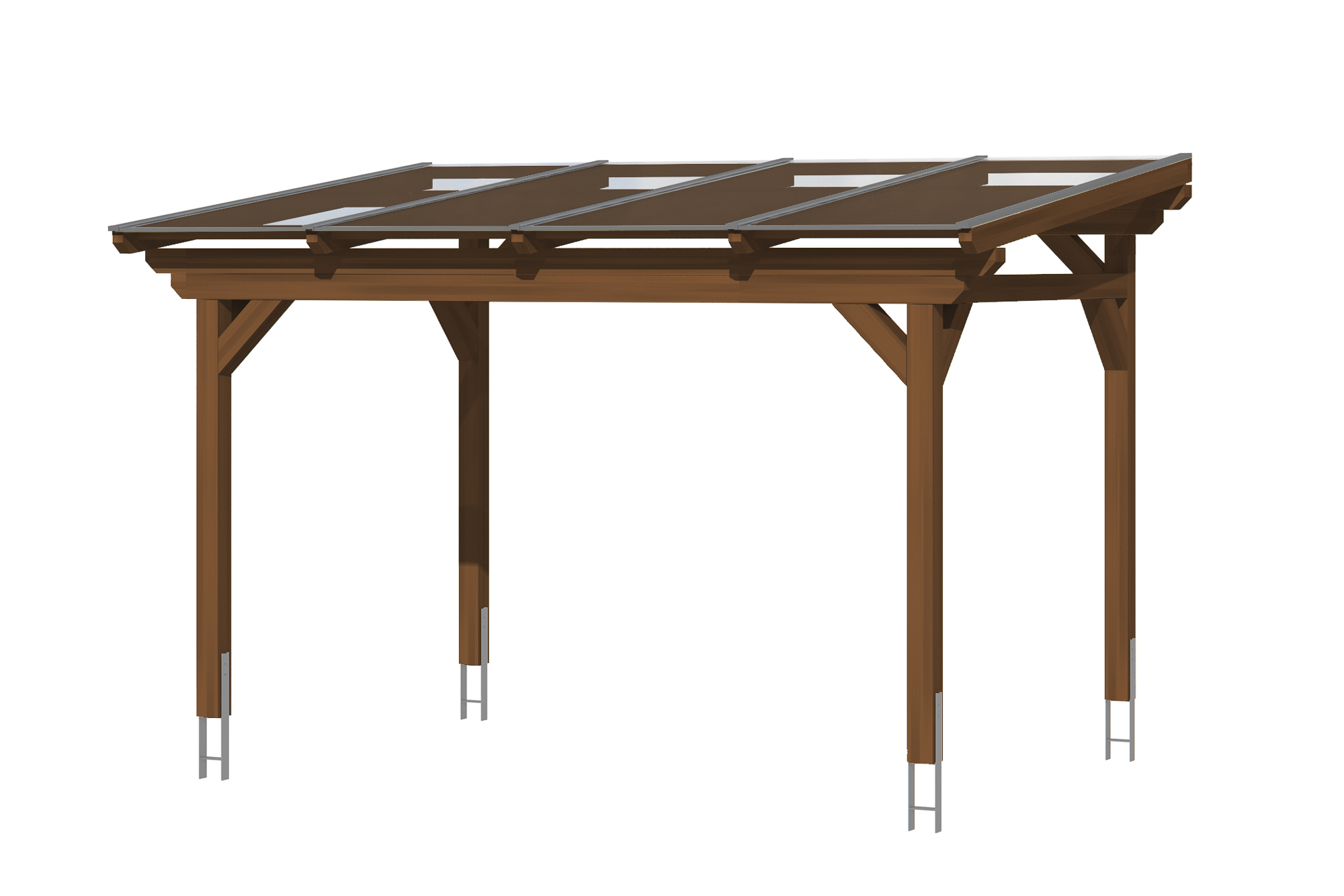 Produktbild: Terrassenüberdachung Sanremo, Breite 434 cm, farblich behandelt in nussbaum