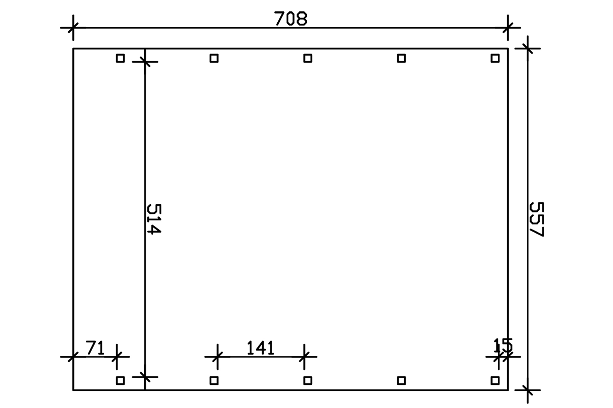 Carport Friesland 557 x 708 cm mit EPDM-Dach, nussbaum